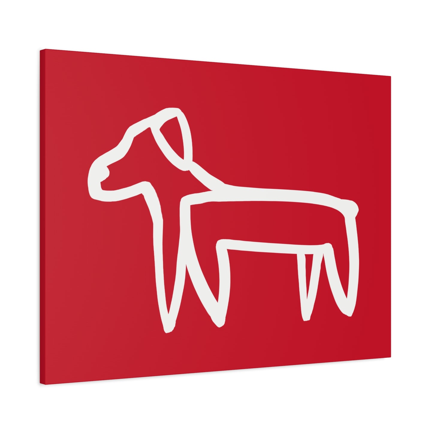 Dog Canvas Print on Red (Transparent Style White Dog) - Dog Art Print