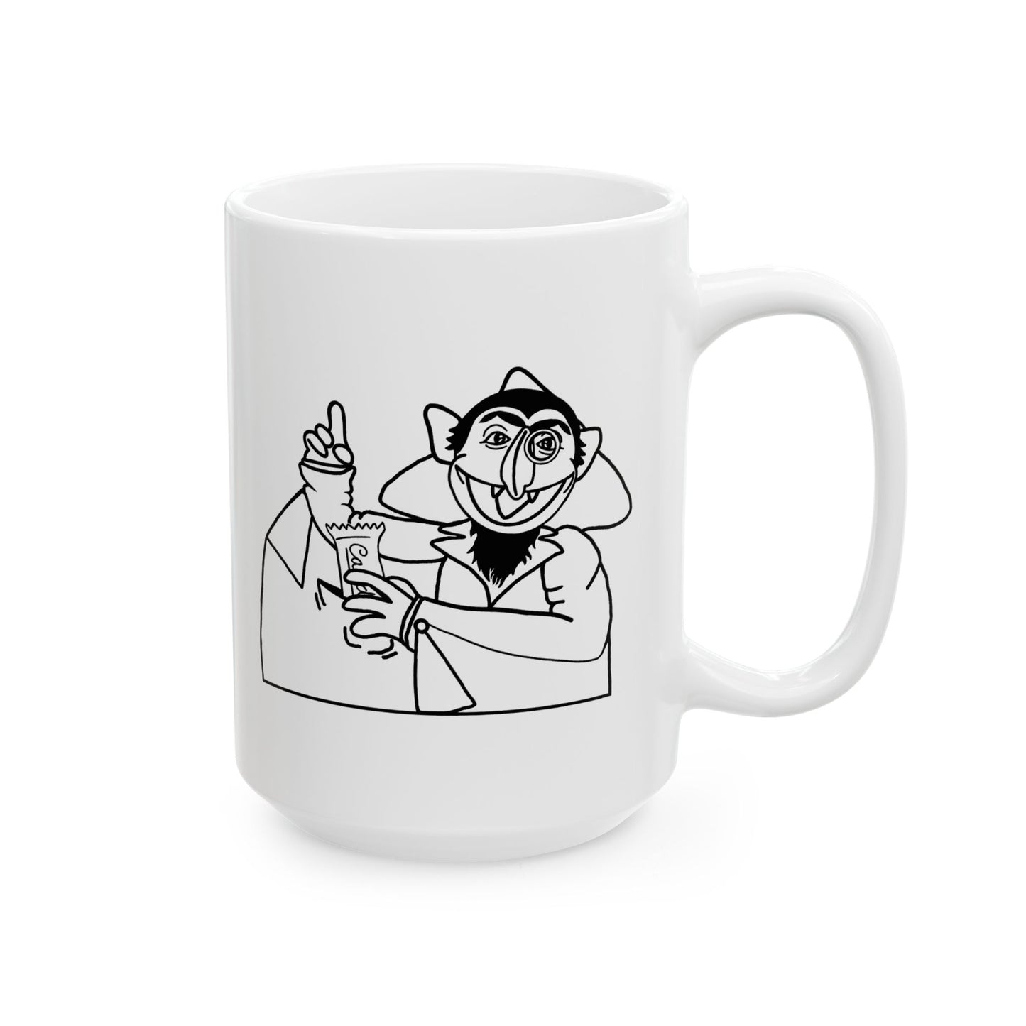The Count Stealing Candy Outline Mug - Sesame Street Count Parody Coffee Mug