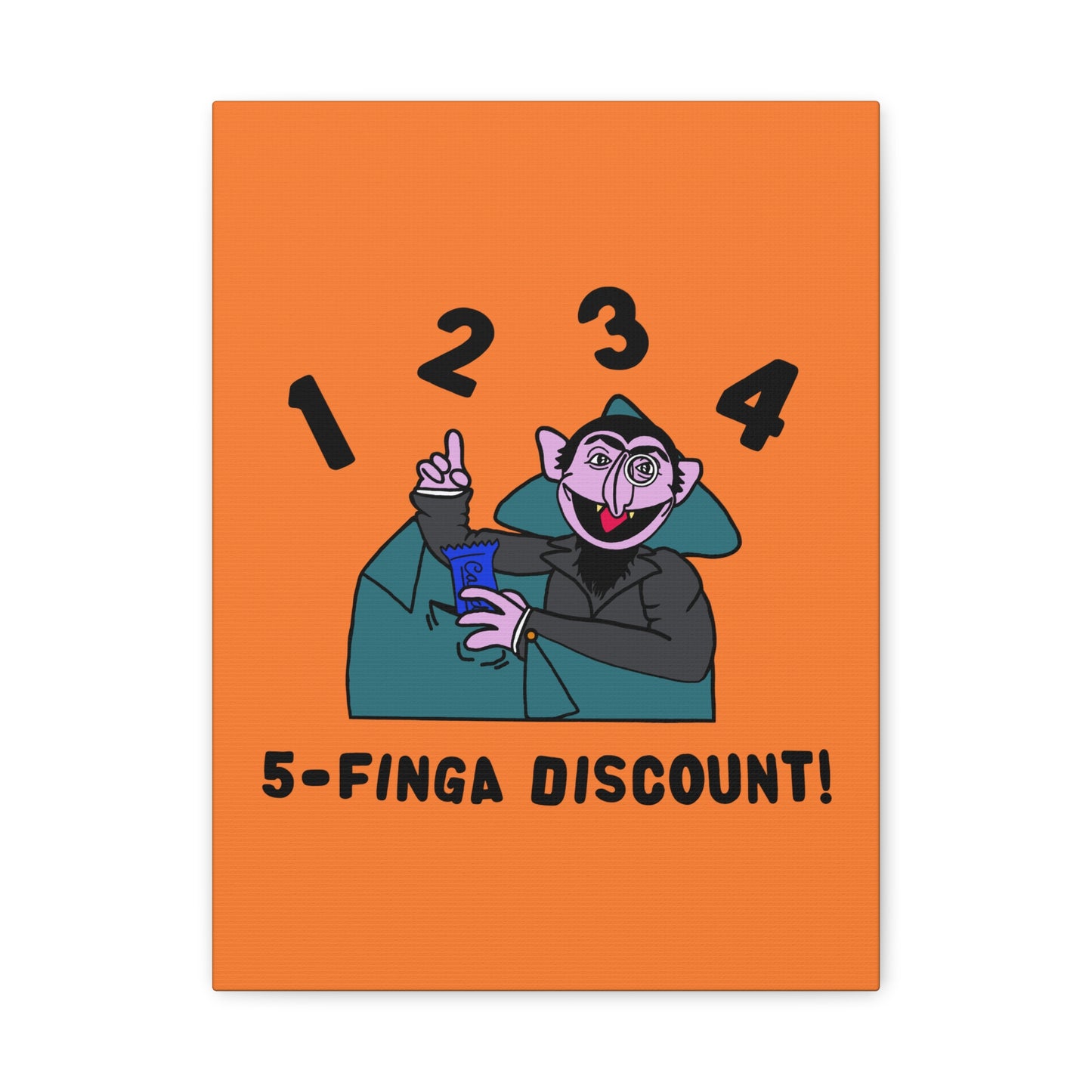 Five Finger Discount Canvas Print Light Orange - Sesame Street The Count Parody Art Print