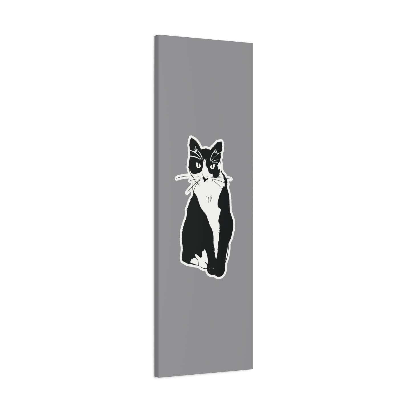Cat Canvas Print on Grey (Sticker Style Cat) - Cat Drawing Wall Art