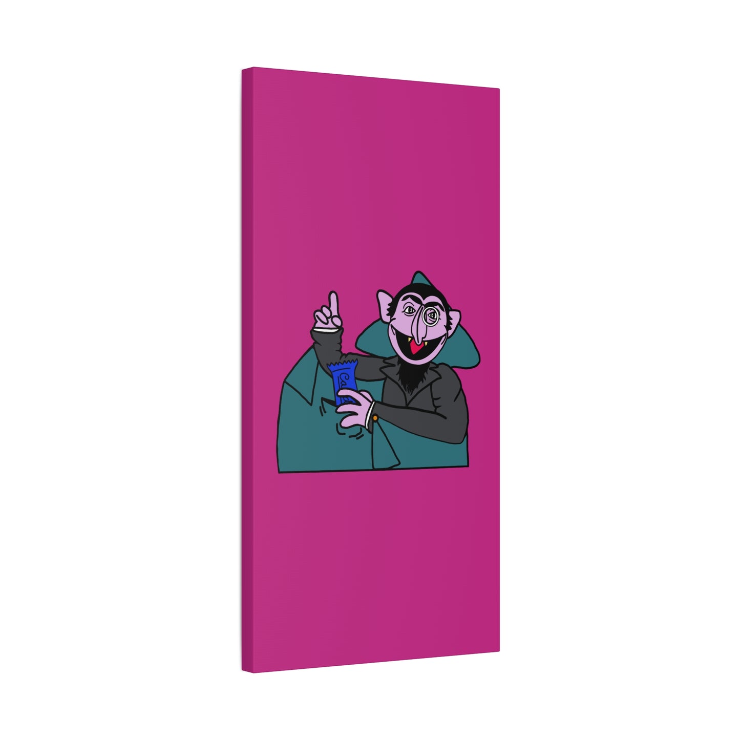 The Count Stealing Candy Canvas Print Pink - Sesame Street The Count Parody Art