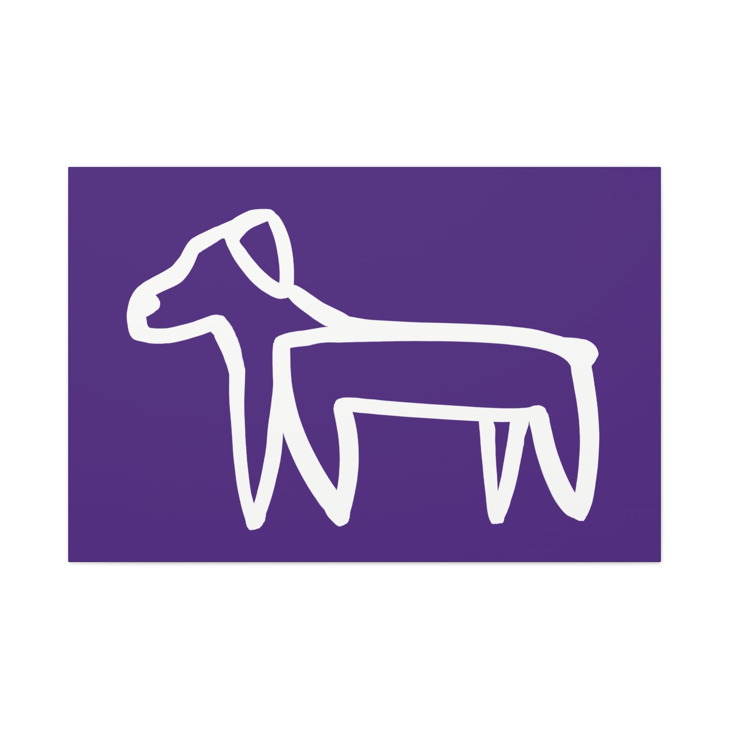 Dog Canvas Print on Purple (Transparent Style White Dog) - Dog Art Print