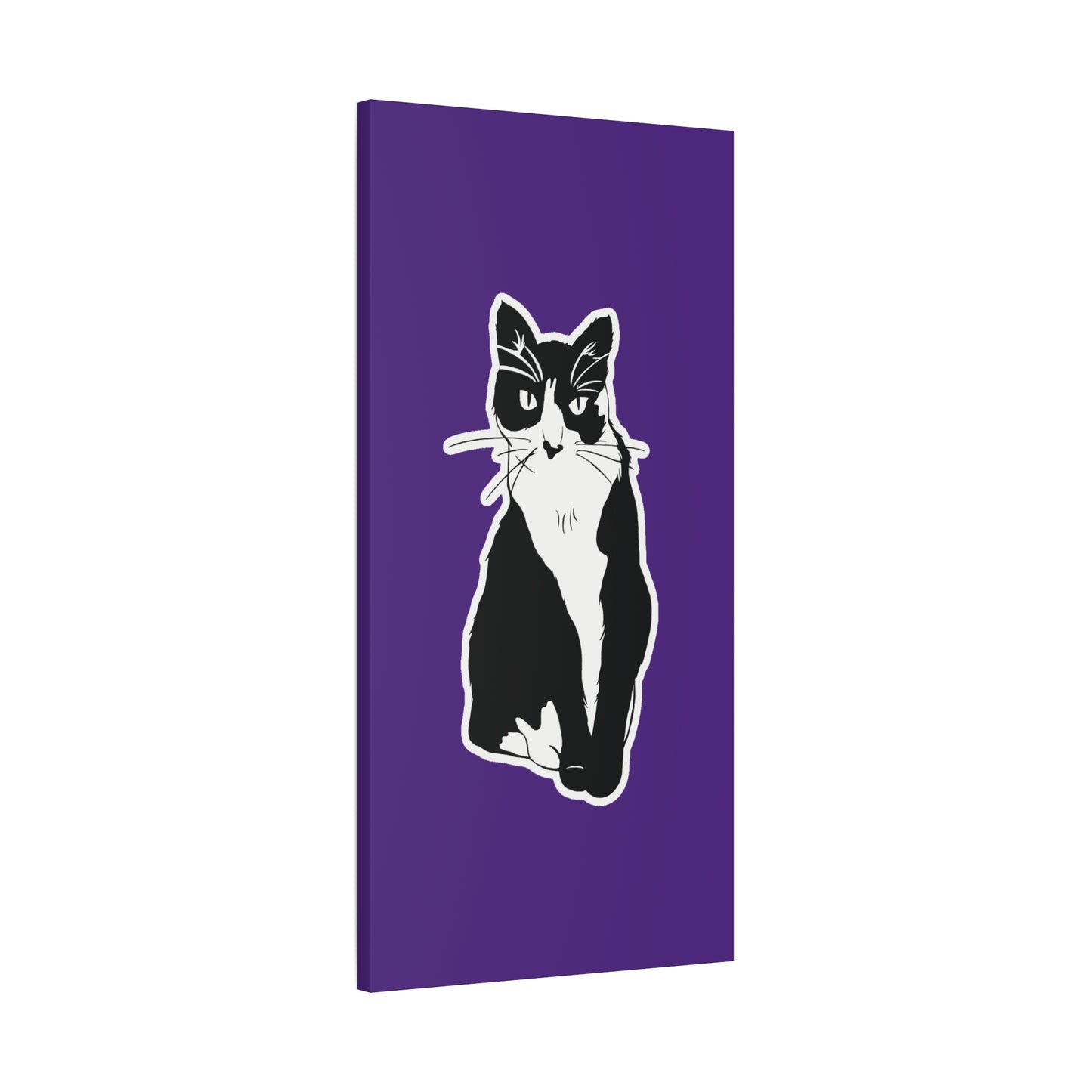 Cat Canvas Print on Purple (Sticker Style Cat) - Cat Drawing Art