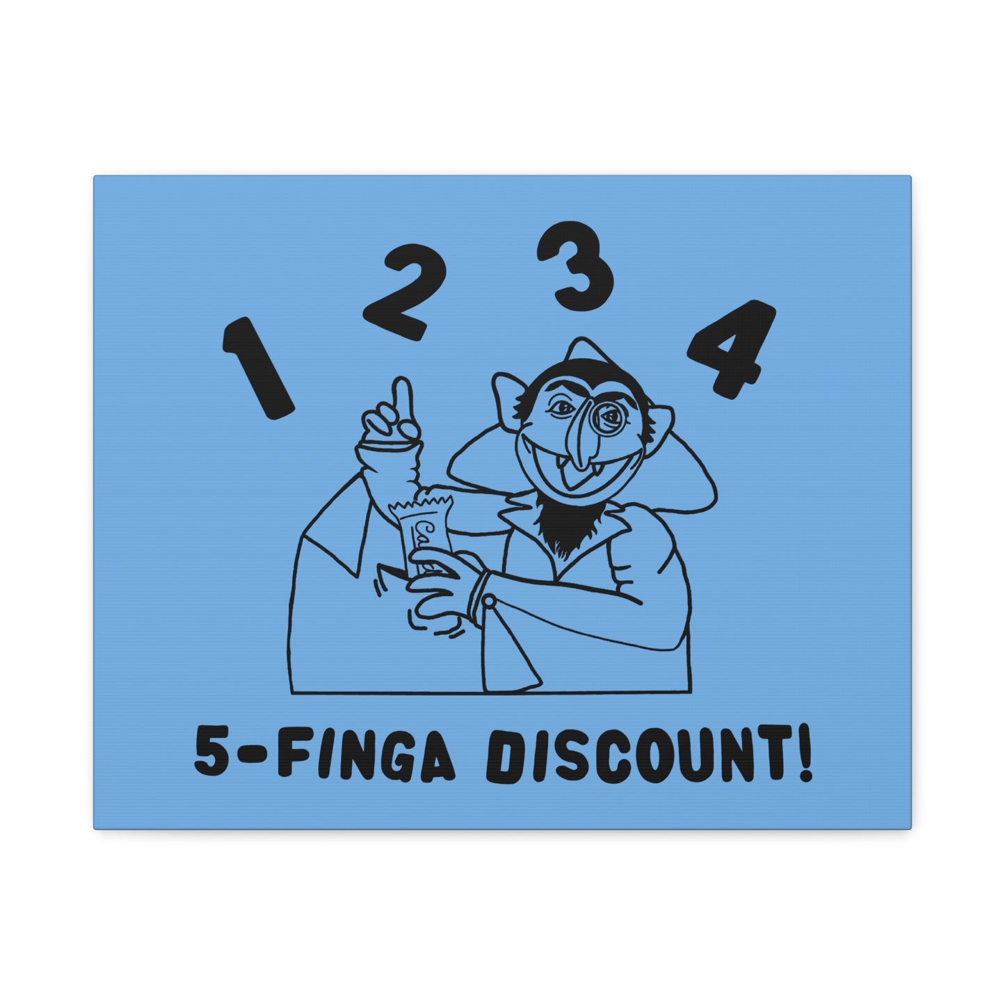 Five Finger Discount Outline Canvas Print Light Blue - Sesame Street The Count Parody Art Print