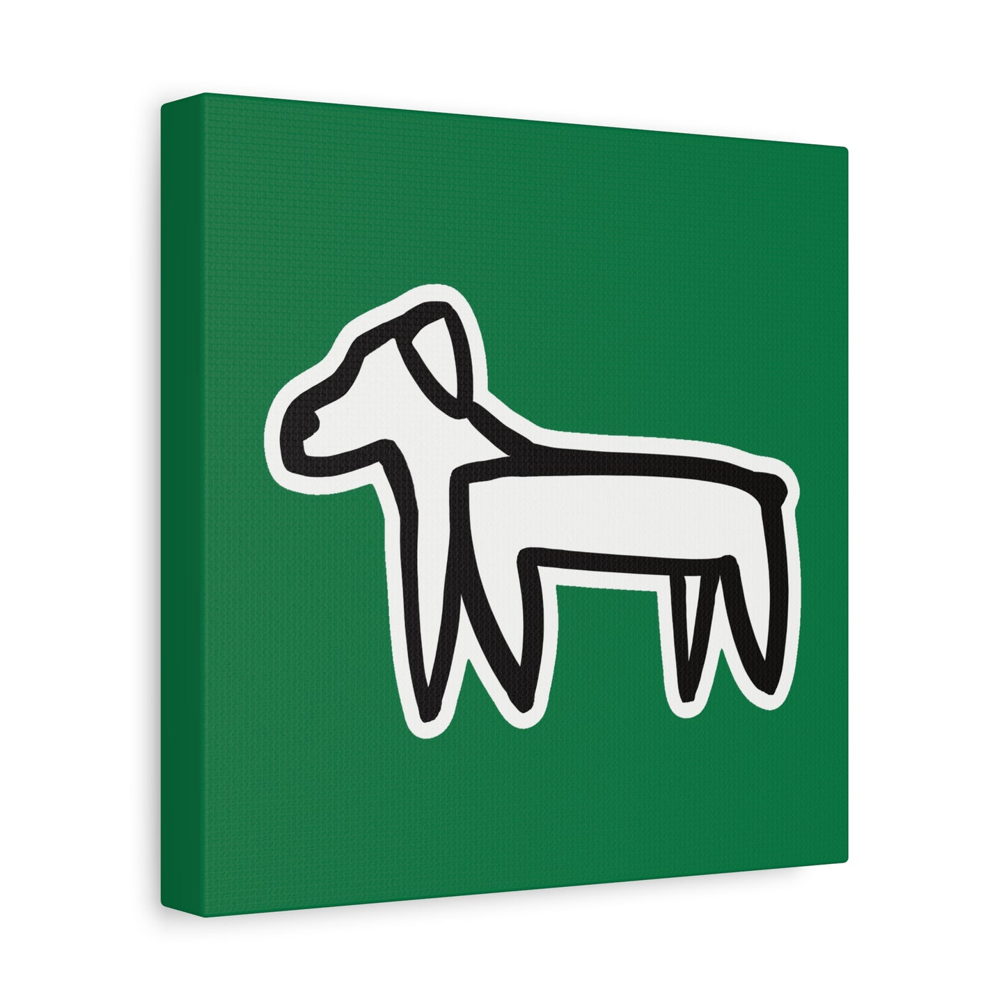Dog Canvas Print on Green (Sticker Style White Dog) - Dog Art Print