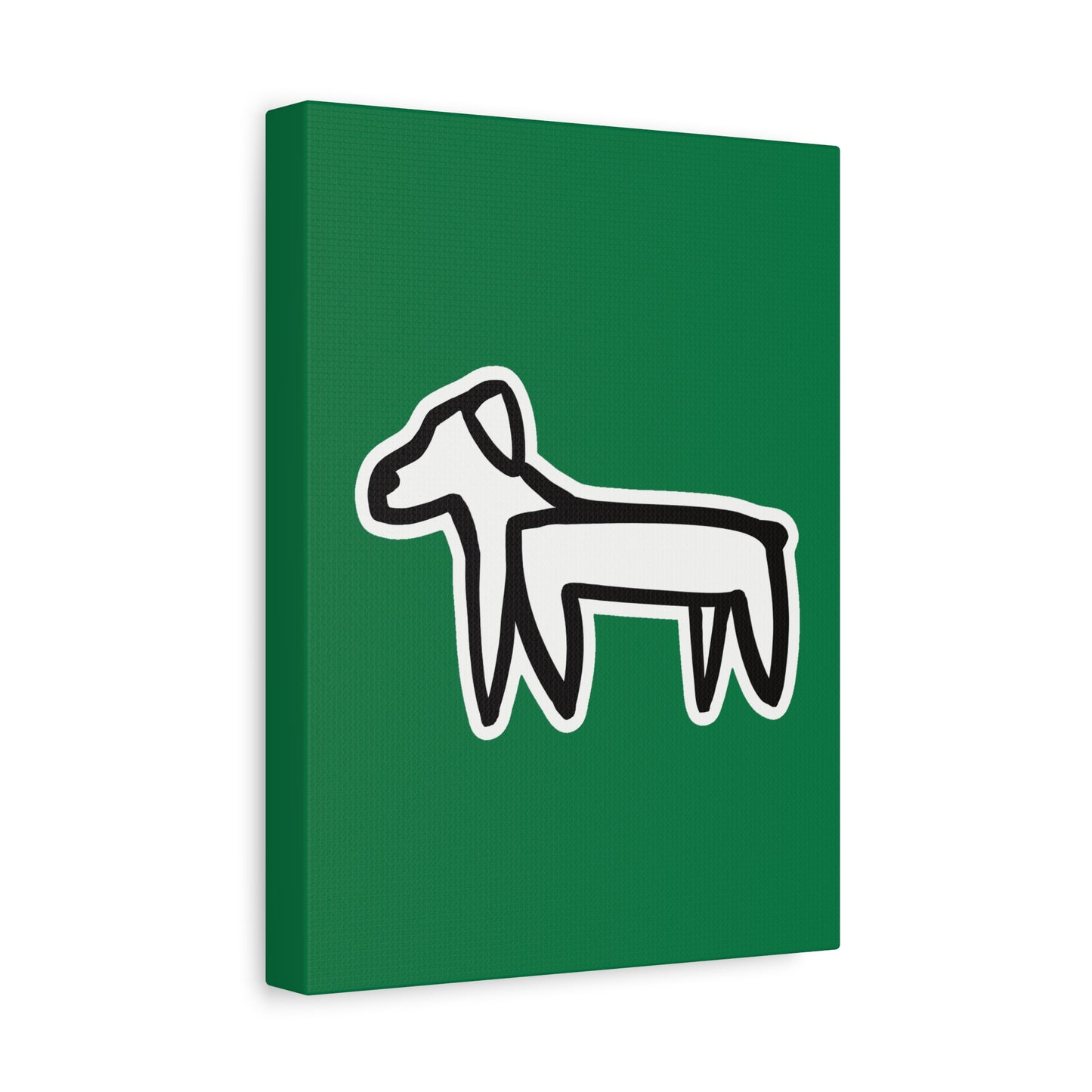 Dog Canvas Print on Green (Sticker Style White Dog) - Dog Art Print