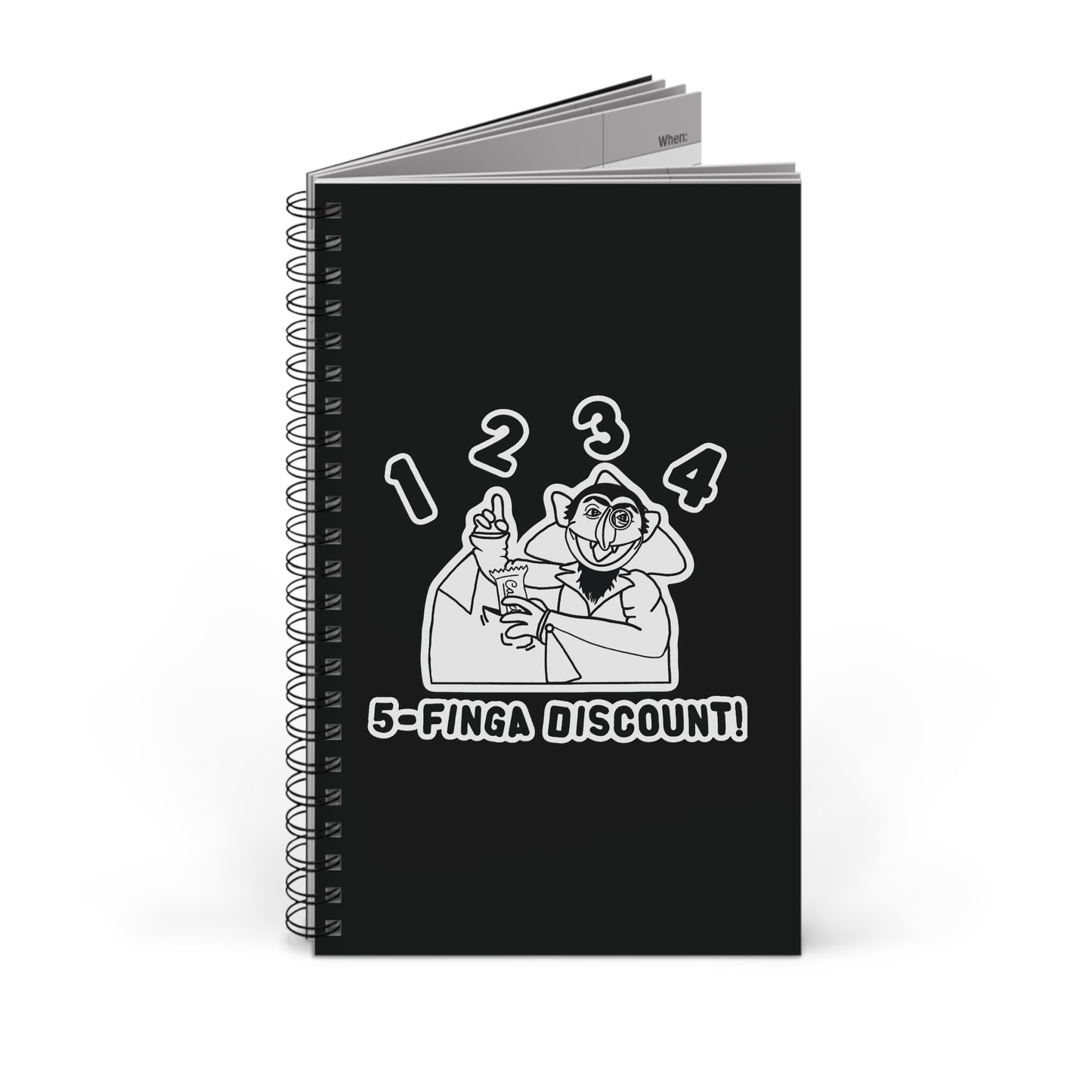 Five Finger Discount Outline Notebook Black - Sesame Street The Count Parody Notebook