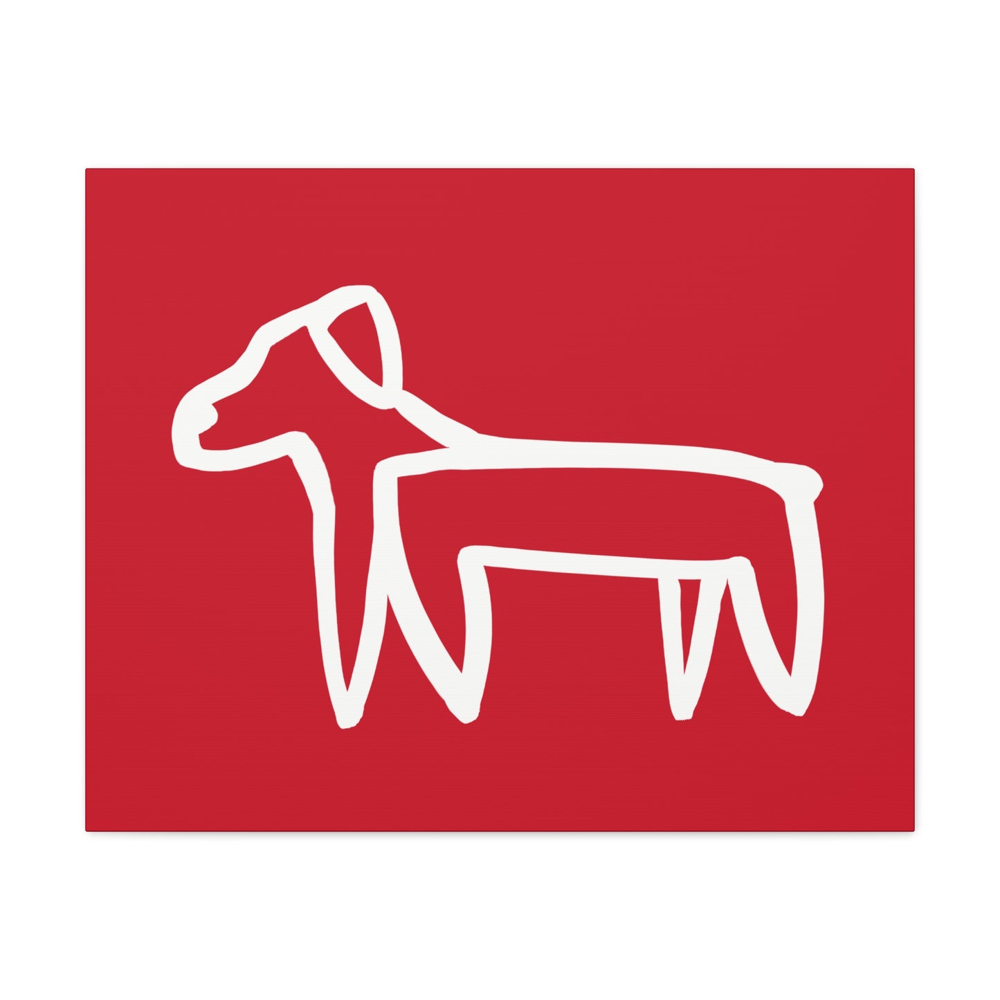 Dog Canvas Print on Red (Transparent Style White Dog) - Dog Art Print
