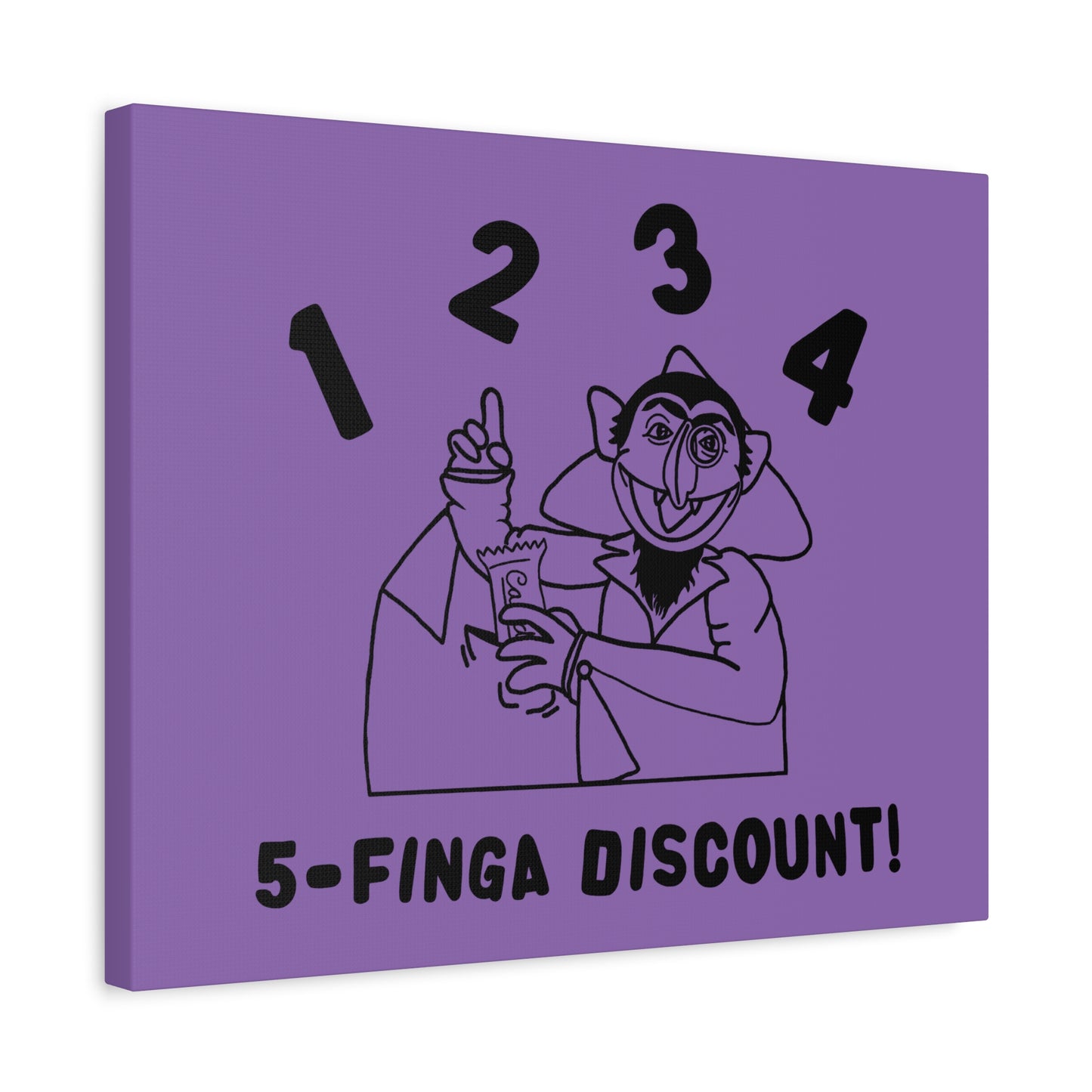 Five Finger Discount Outline Canvas Print Light Purple - Sesame Street The Count Parody Art Print