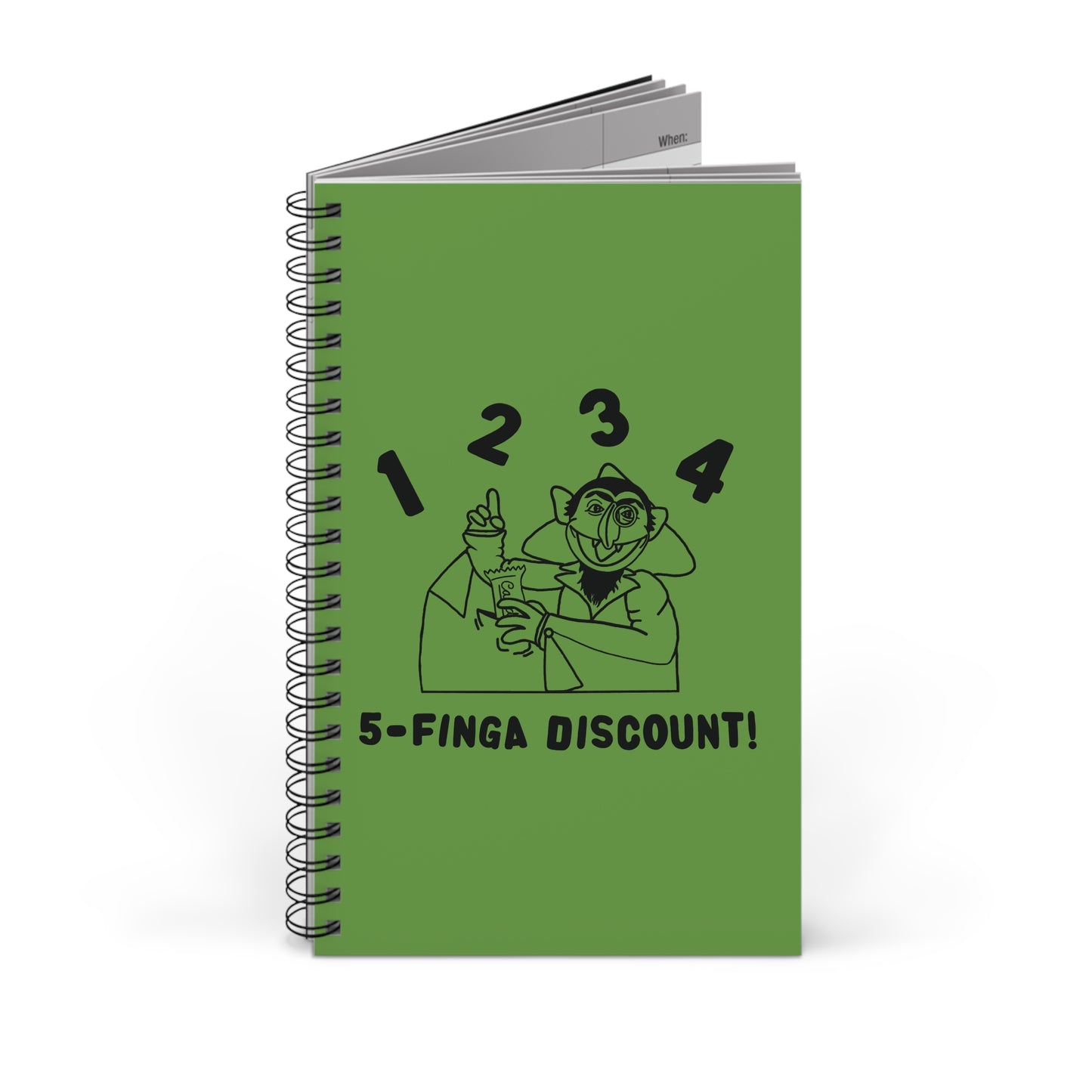 Five Finger Discount Outline Notebook Green - Sesame Street The Count Parody Spiral Notebook
