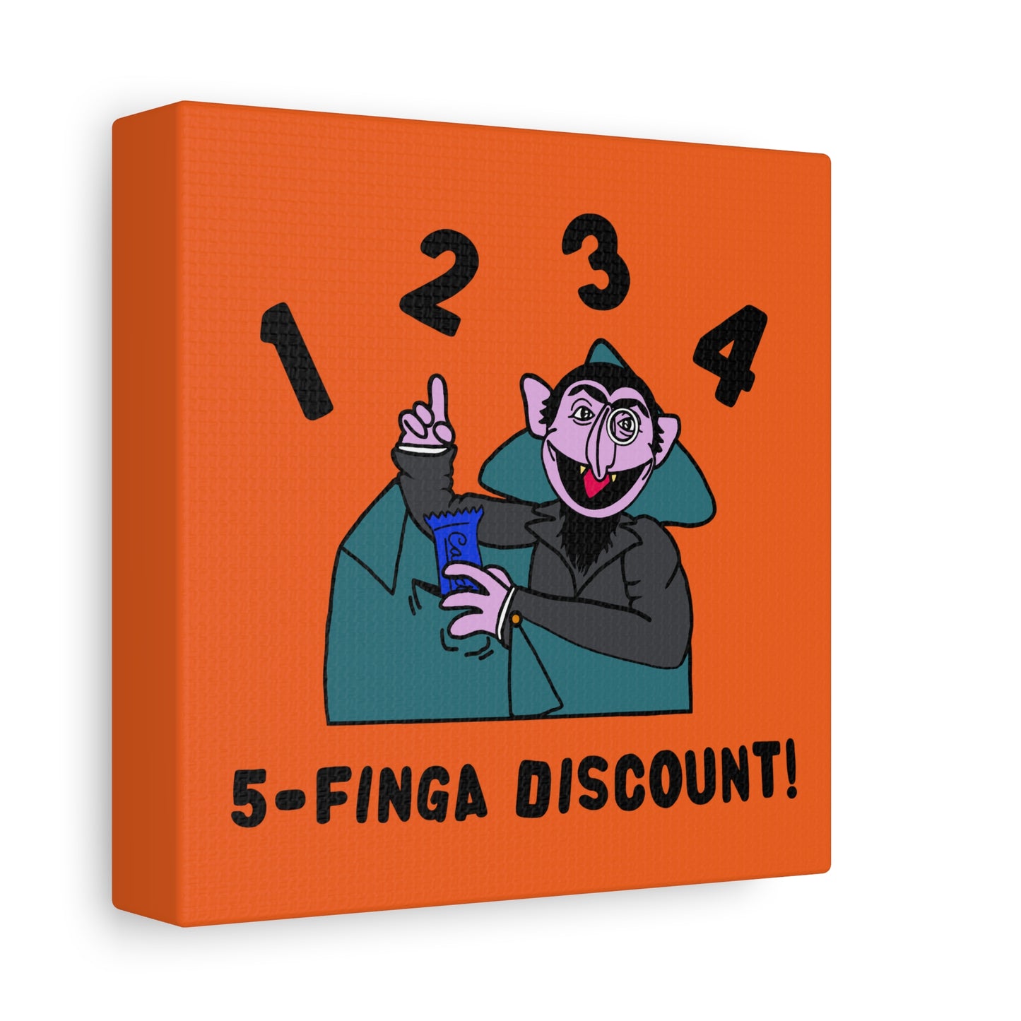 Five Finger Discount Canvas Print Orange - Sesame Street The Count Parody Art Print
