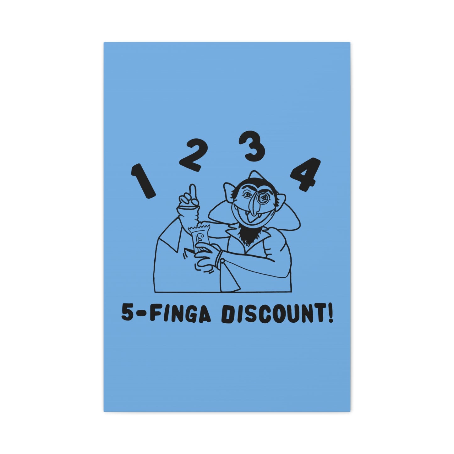 Five Finger Discount Outline Canvas Print Light Blue - Sesame Street The Count Parody Art Print