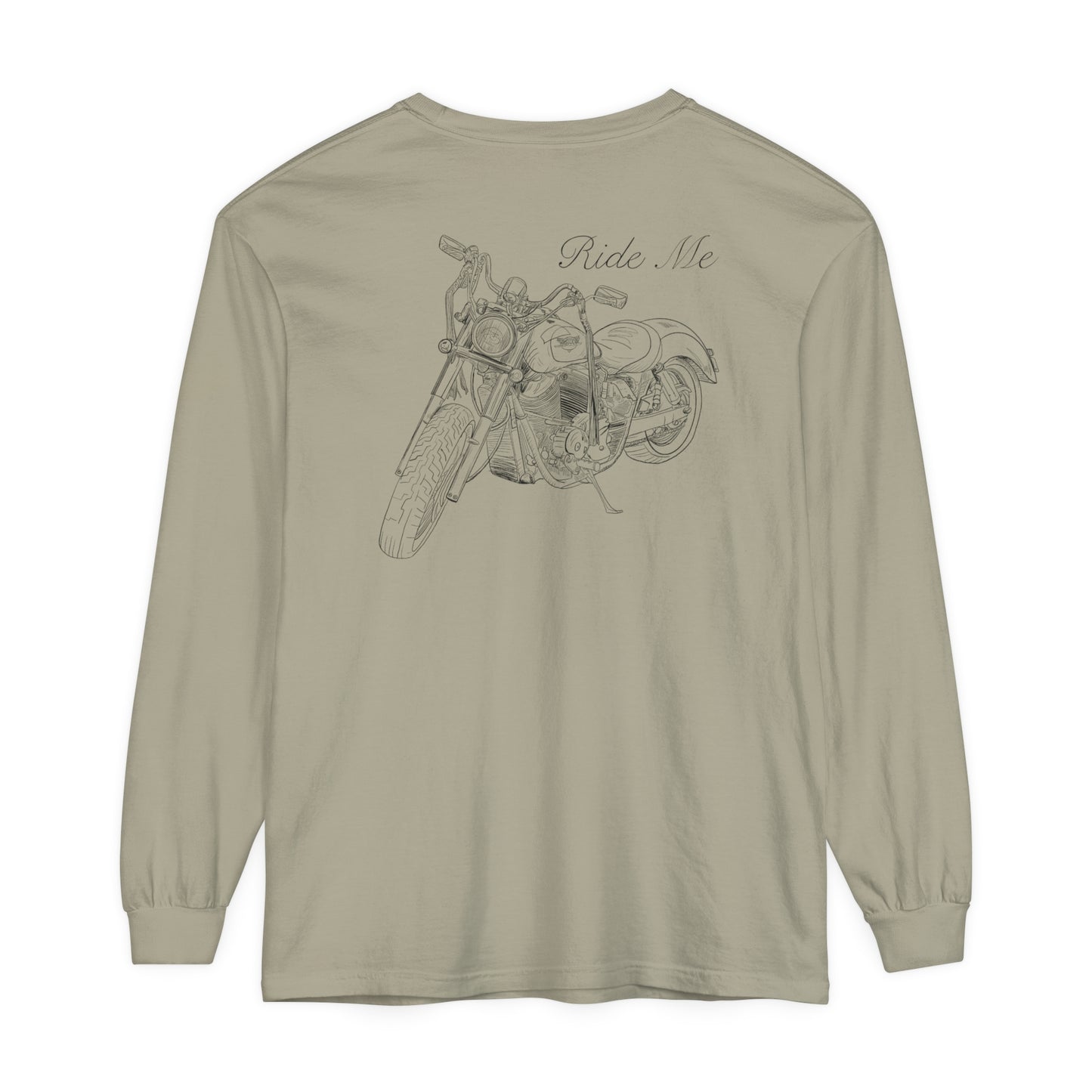 Ride Me Motorcycle Long Sleeve Tee Back Design