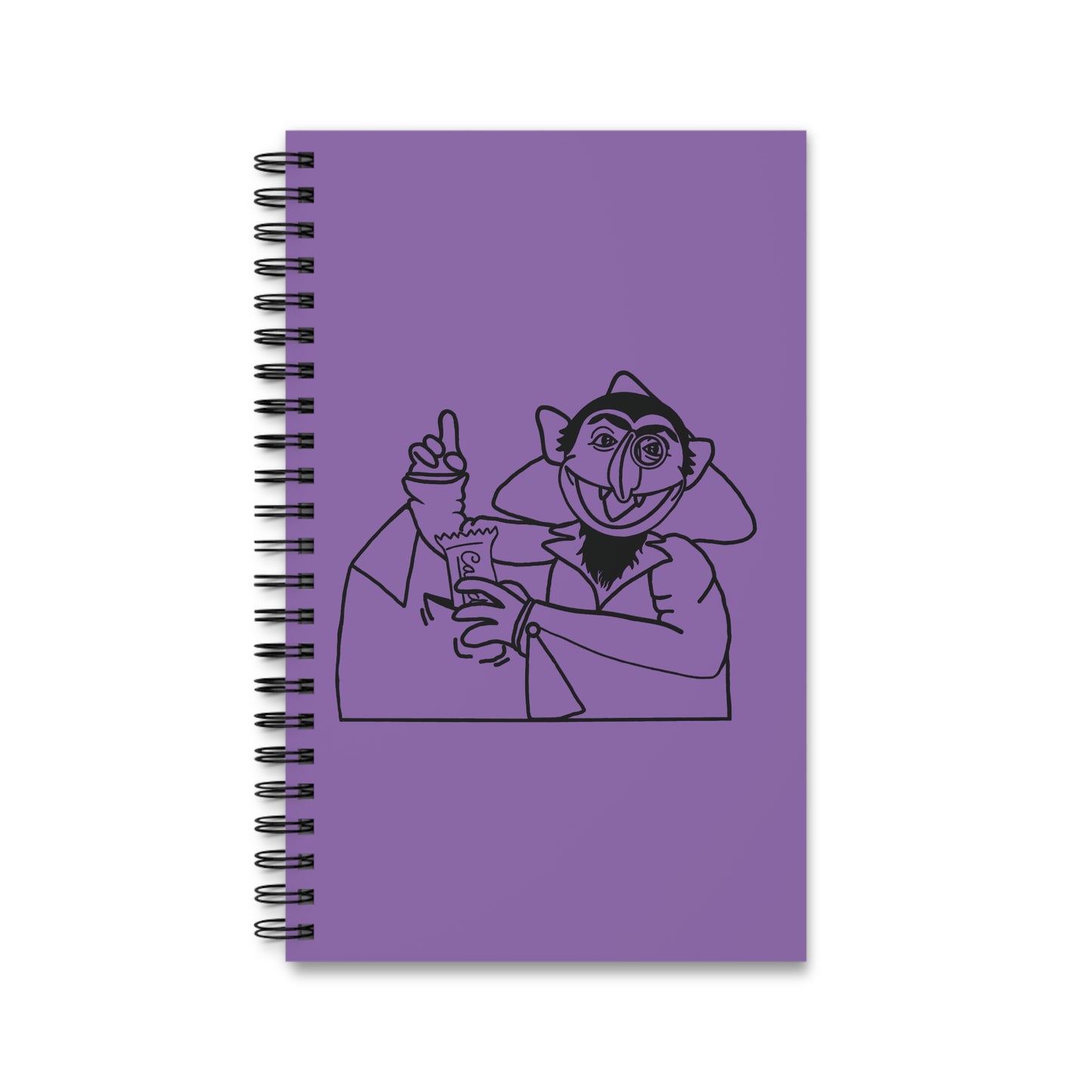 The Count Stealing Candy Outline Notebook Light Purple - Sesame Street The Count Parody Spiral Notebook