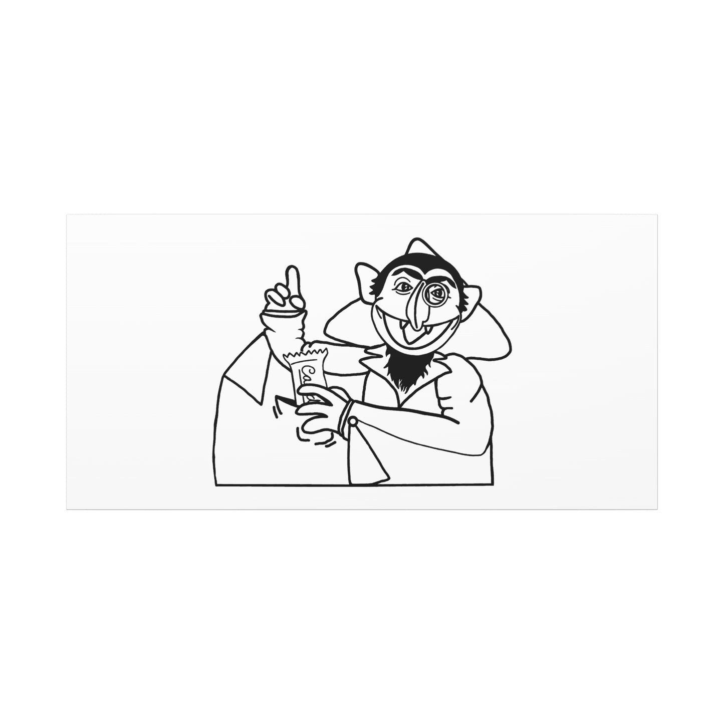 The Count Stealing Candy Outline Canvas Print White - Sesame Street The Count Parody Art