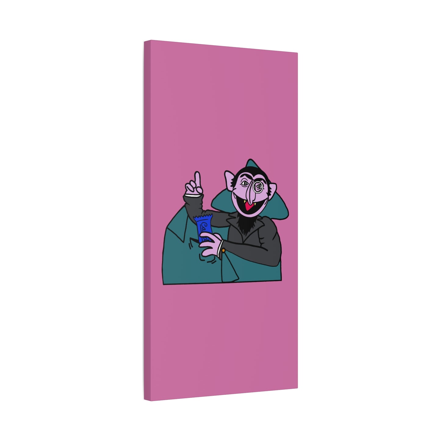 The Count Stealing Candy Canvas Print Light Pink - Sesame Street The Count Parody Art