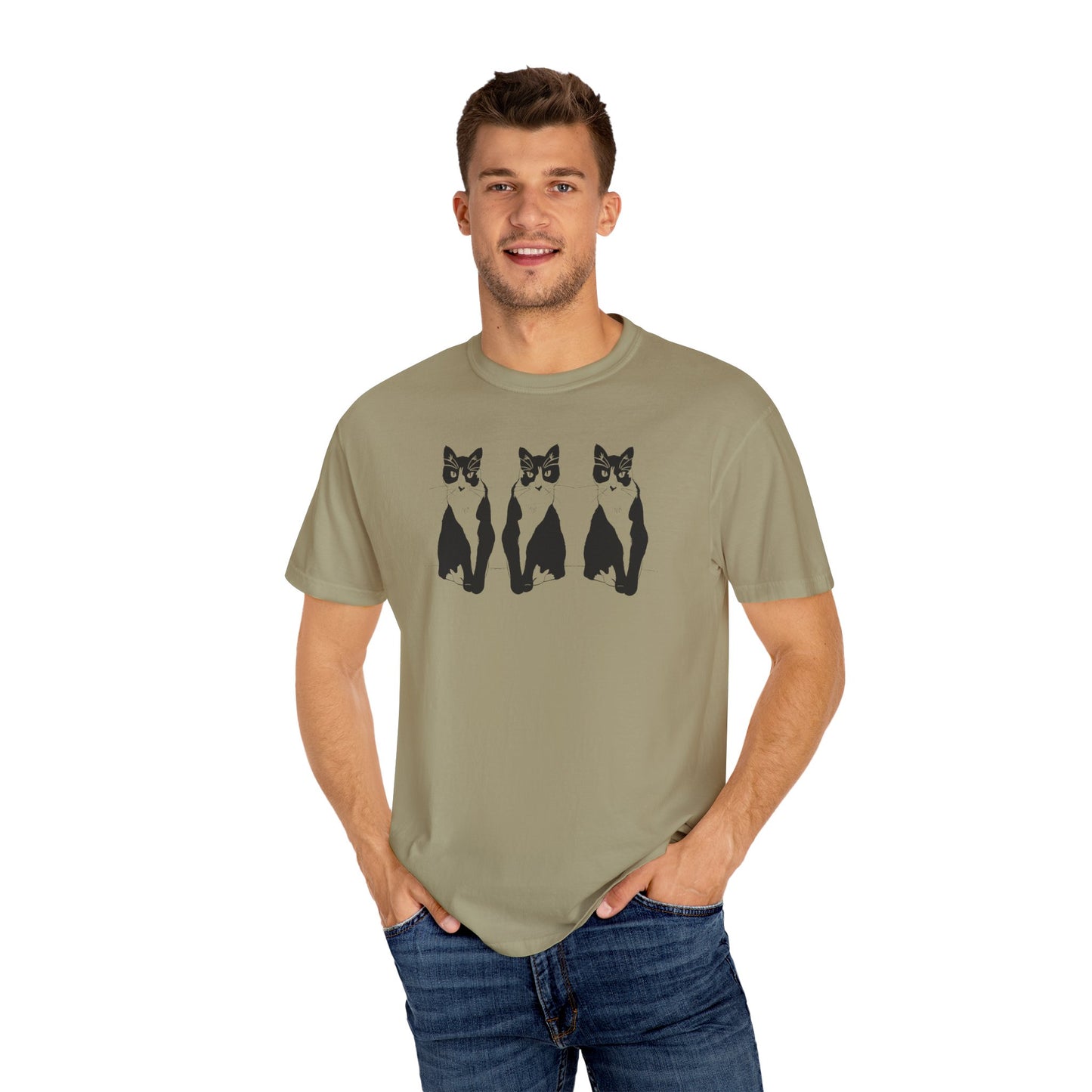 Cat x3 Tee (Transparent Style Cat) - Cat Drawing Shirt