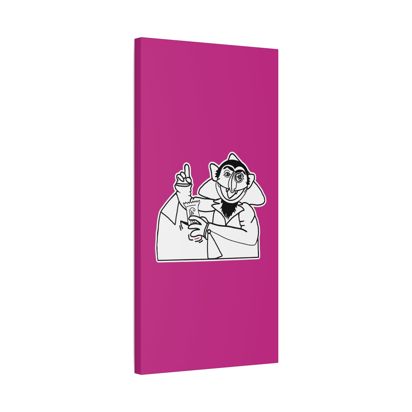The Count Stealing Candy Outline Canvas Print Pink - Sesame Street The Count Parody Art