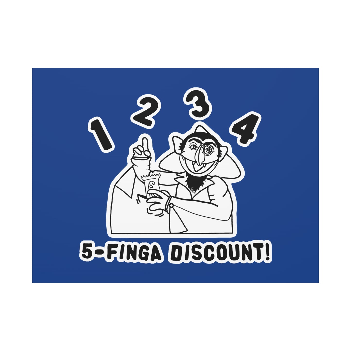 Five Finger Discount Outline Canvas Print Dark Blue - Sesame Street The Count Parody Art Print