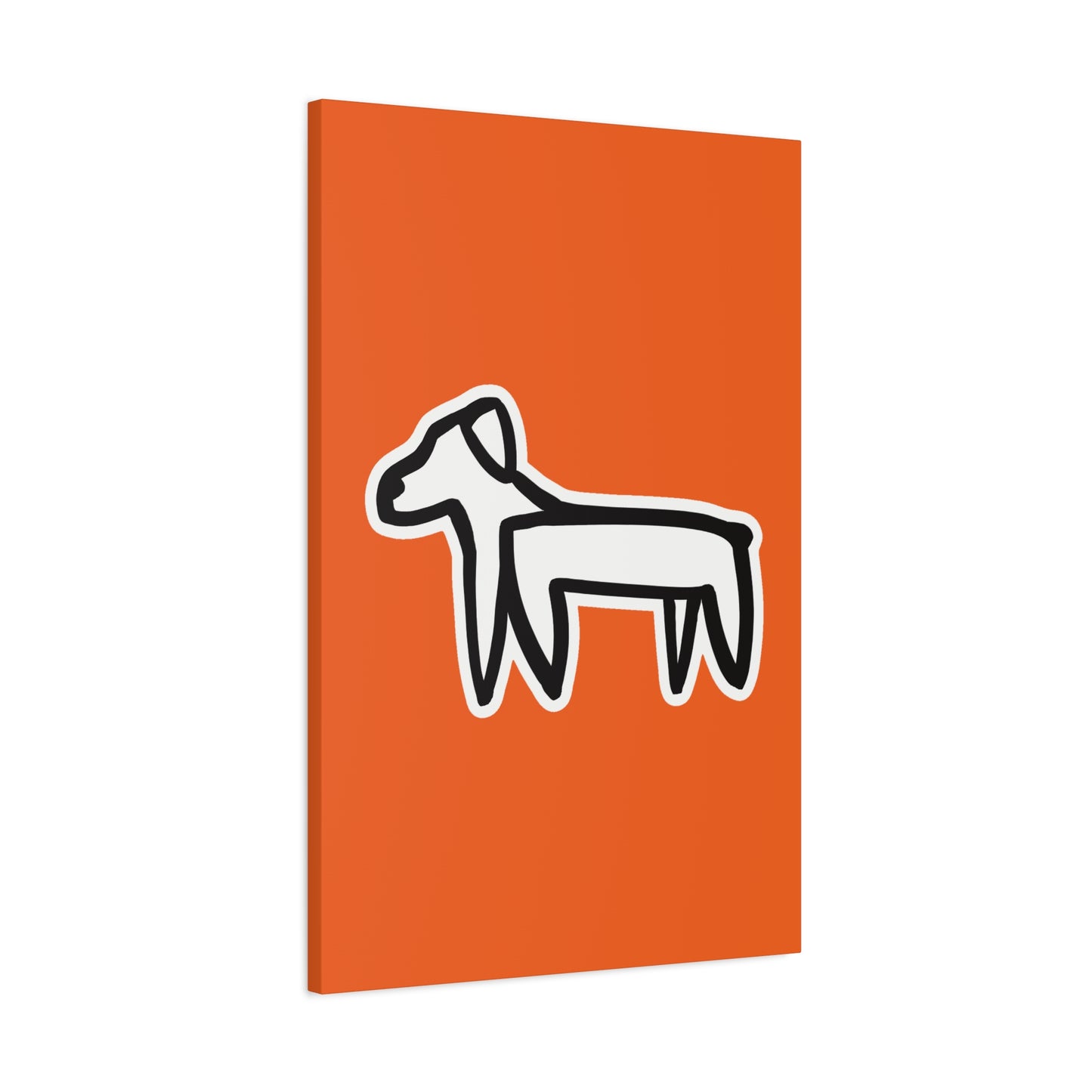 Dog Canvas Print on Orange (Sticker Style White Dog) - Dog Art Print