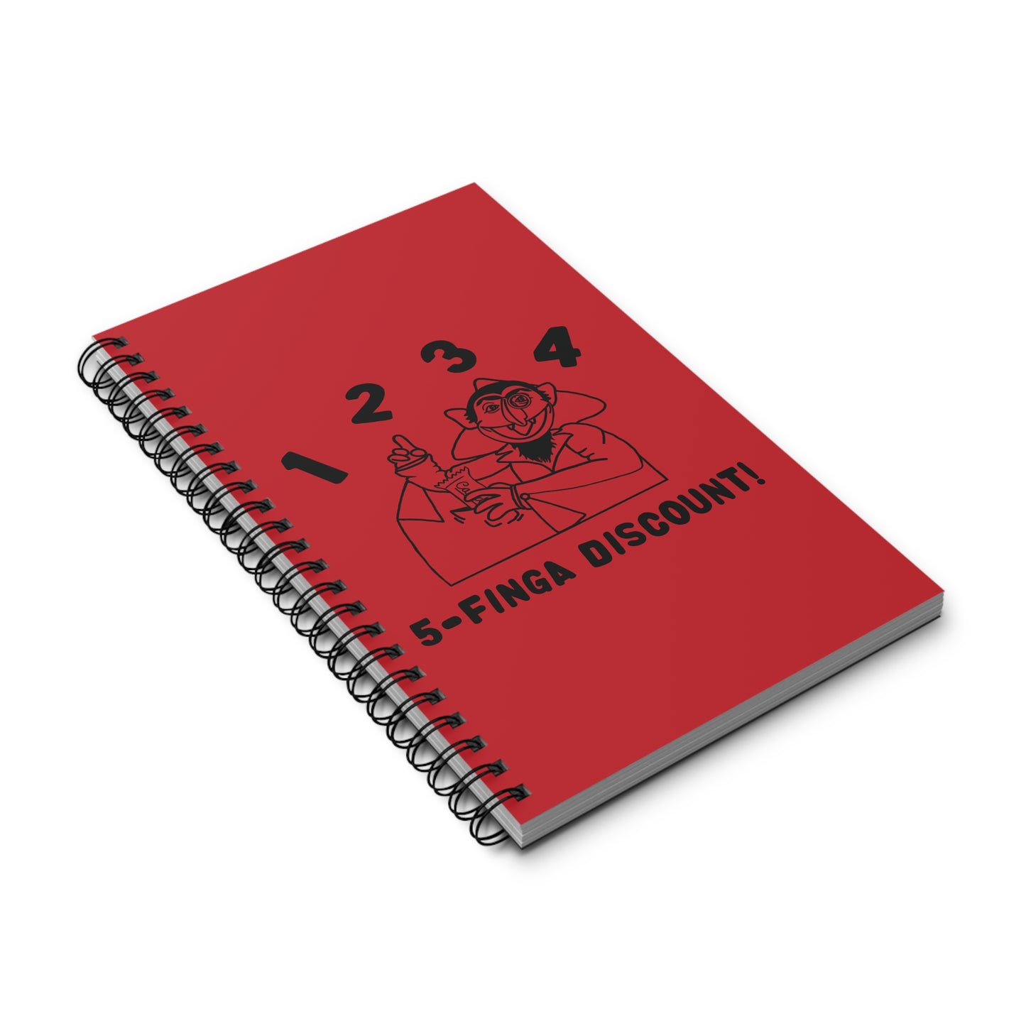 Five Finger Discount Outline Notebook Red - Sesame Street The Count Parody Notebook