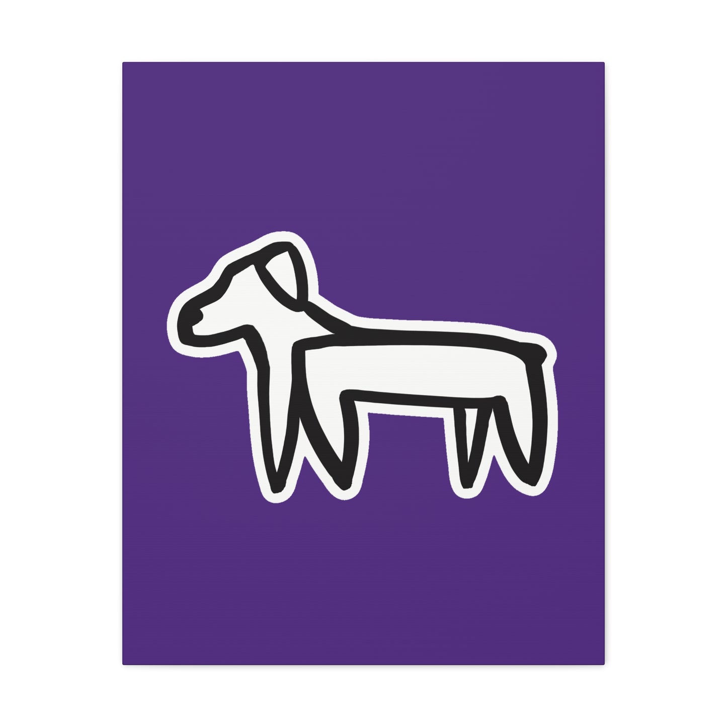 Dog Canvas Print on Purple (Sticker Style White Dog) - Dog Art Print