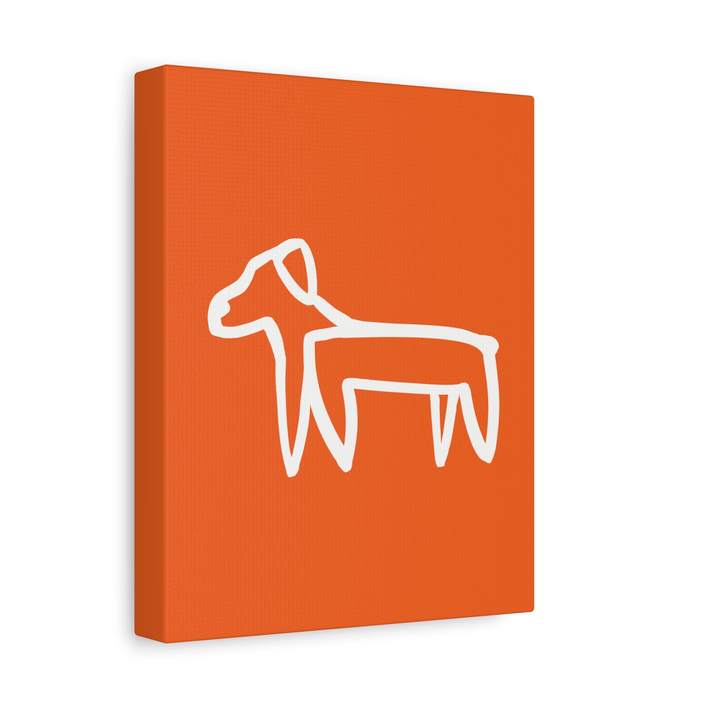 Dog Canvas Print on Orange (Transparent Style White Dog) - Dog Art Print
