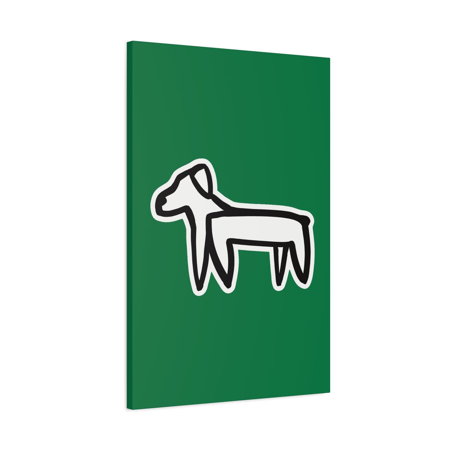 Dog Canvas Print on Green (Sticker Style White Dog) - Dog Art Print