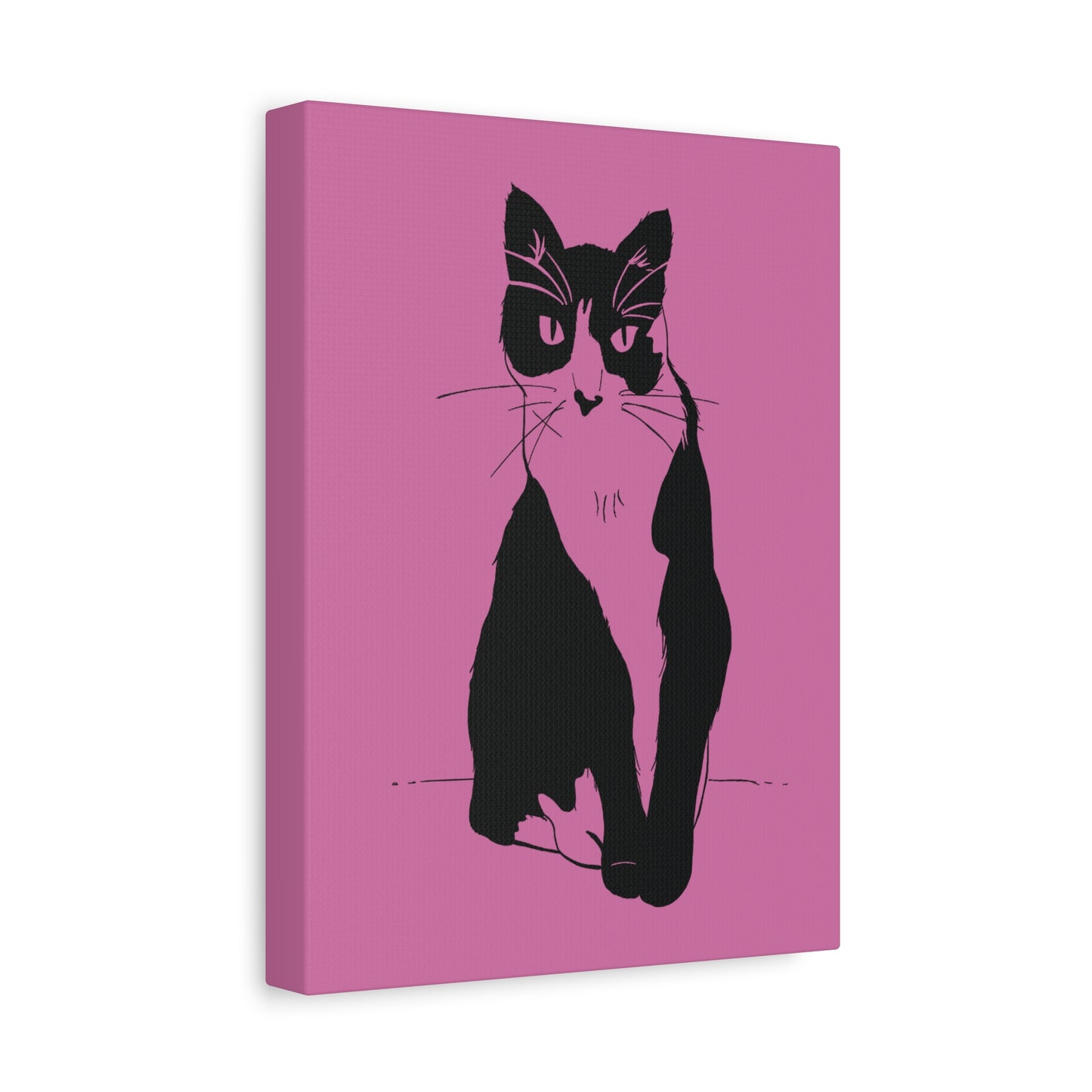Cat Canvas Print on Pink (Transparent Style Cat) - Cat Drawing Art