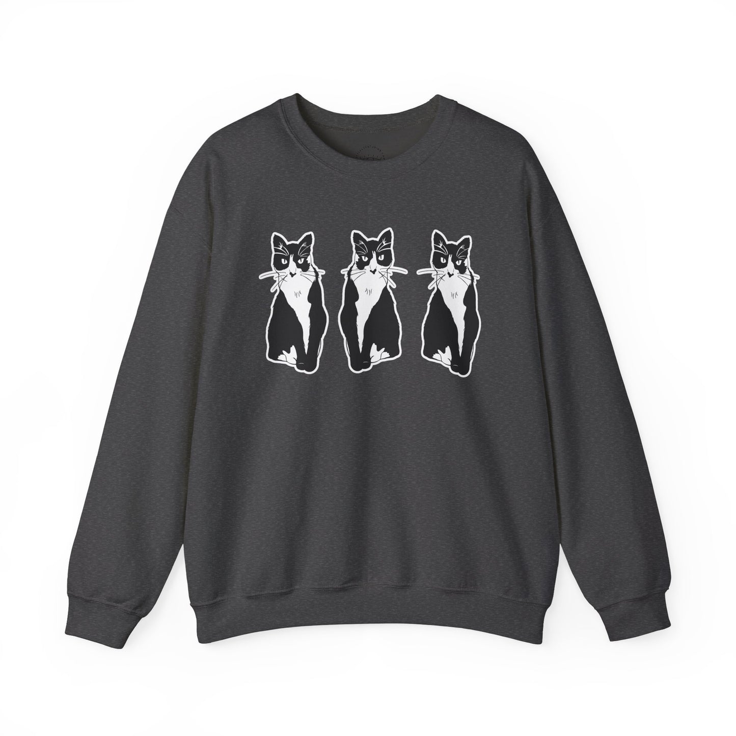 Cat x3 Sweatshirt (Sticker Style Cat) - Cat Drawing Sweatshirt