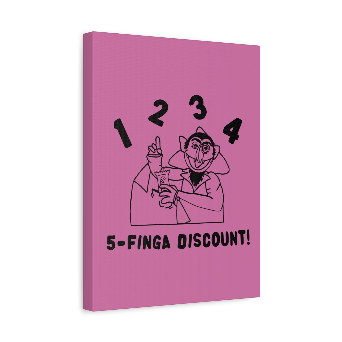Five Finger Discount Outline Canvas Print Light Pink - Sesame Street The Count Parody Art Print