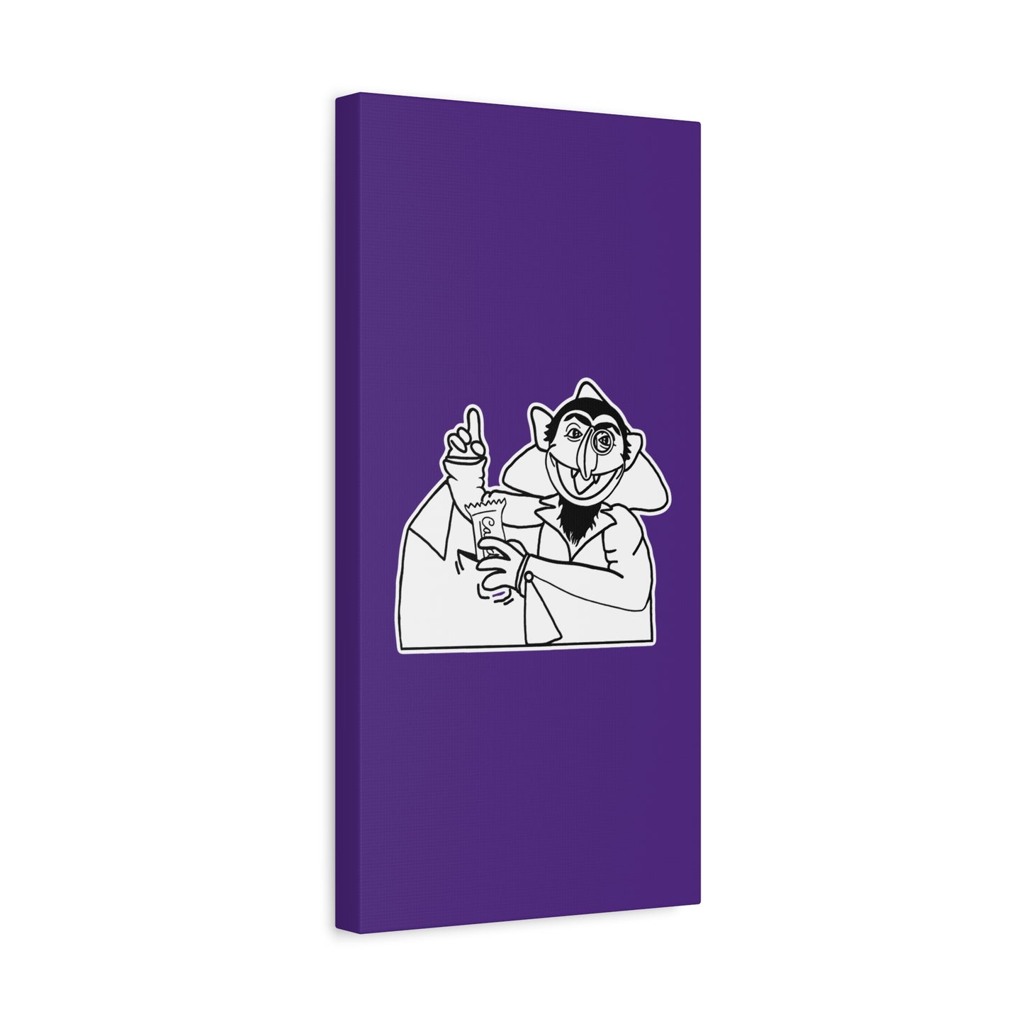 The Count Stealing Candy Outline Canvas Print Purple - Sesame Street The Count Parody Art