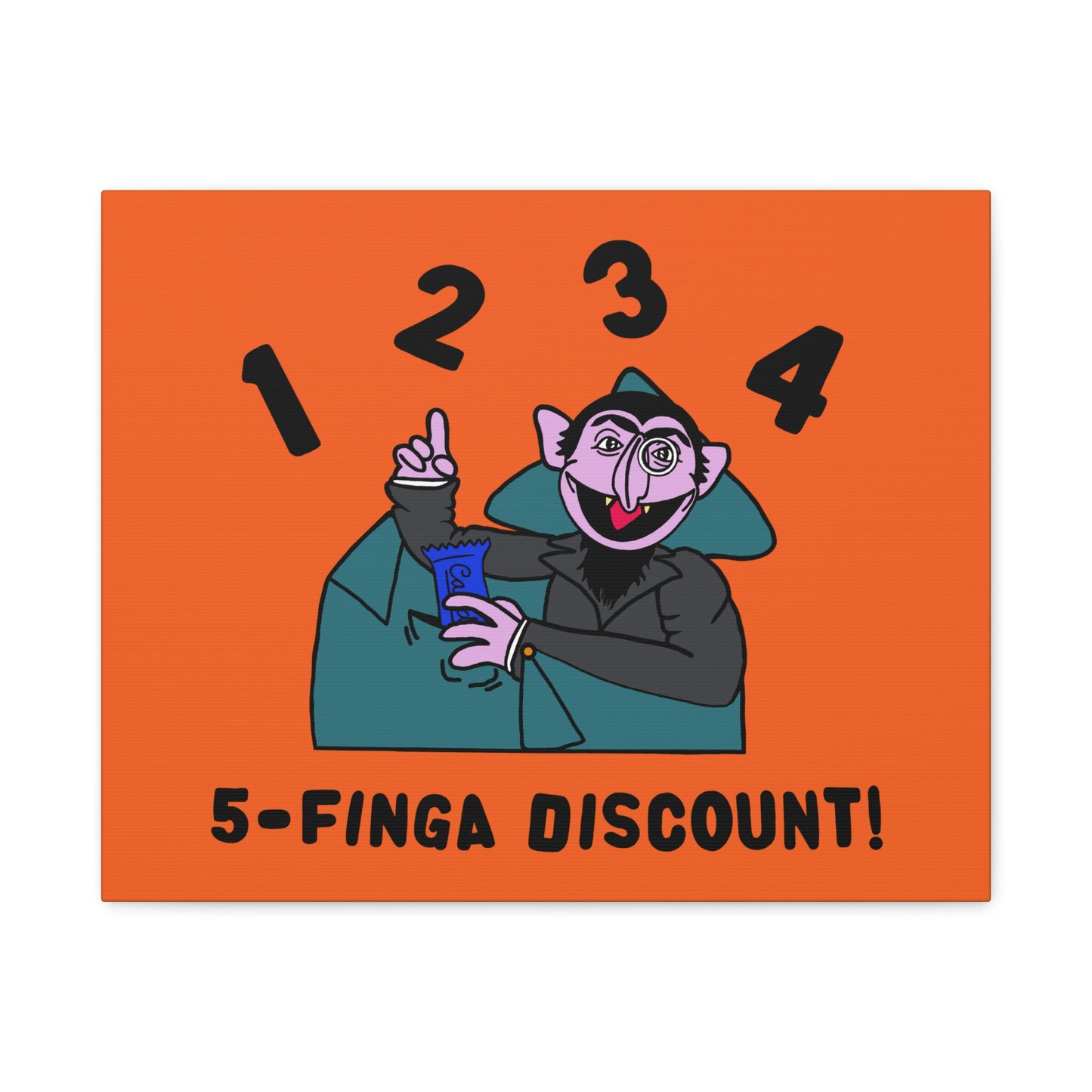 Five Finger Discount Canvas Print Orange - Sesame Street The Count Parody Art Print