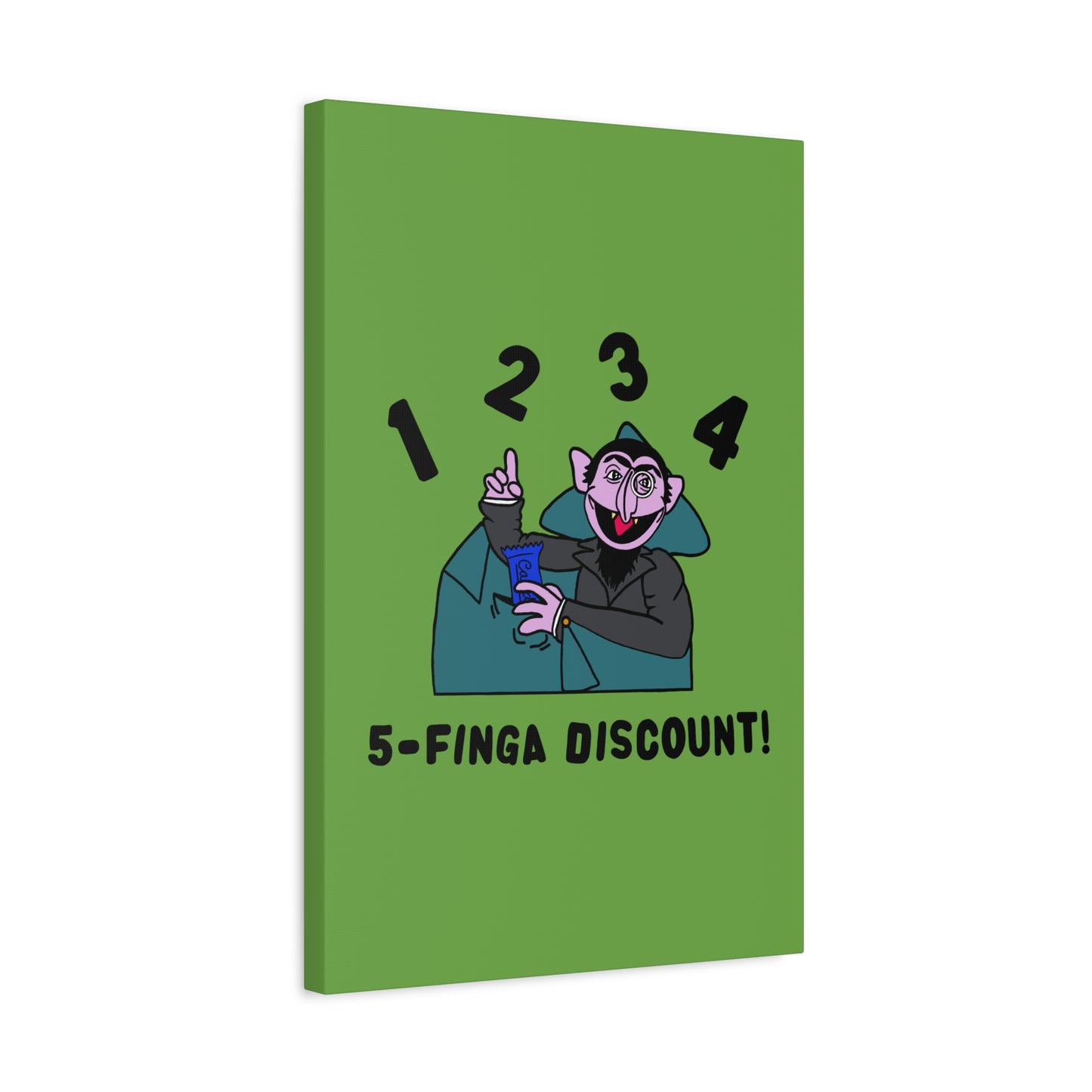 Five Finger Discount Canvas Print Green - Sesame Street The Count Parody Art Print