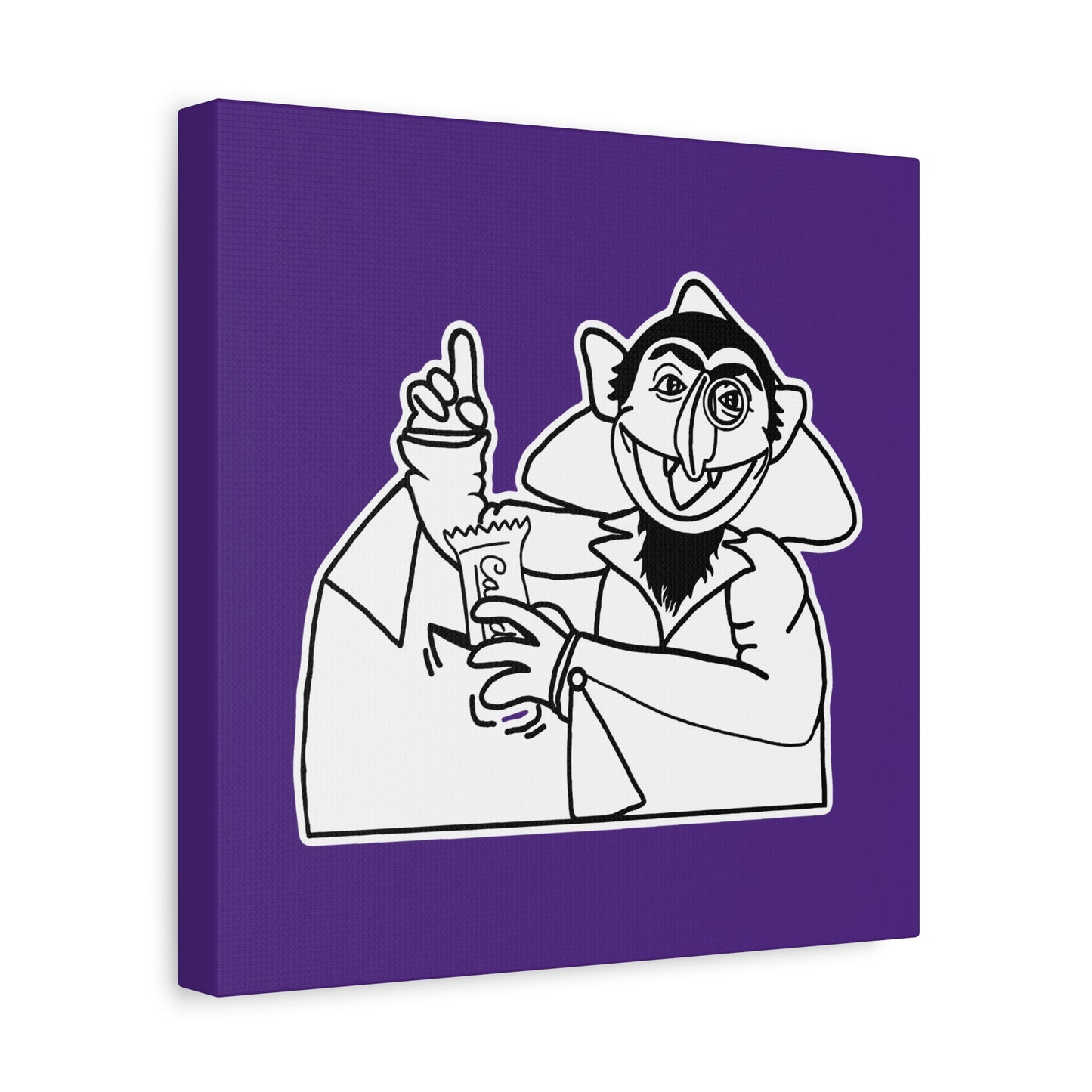 The Count Stealing Candy Outline Canvas Print Purple - Sesame Street The Count Parody Art
