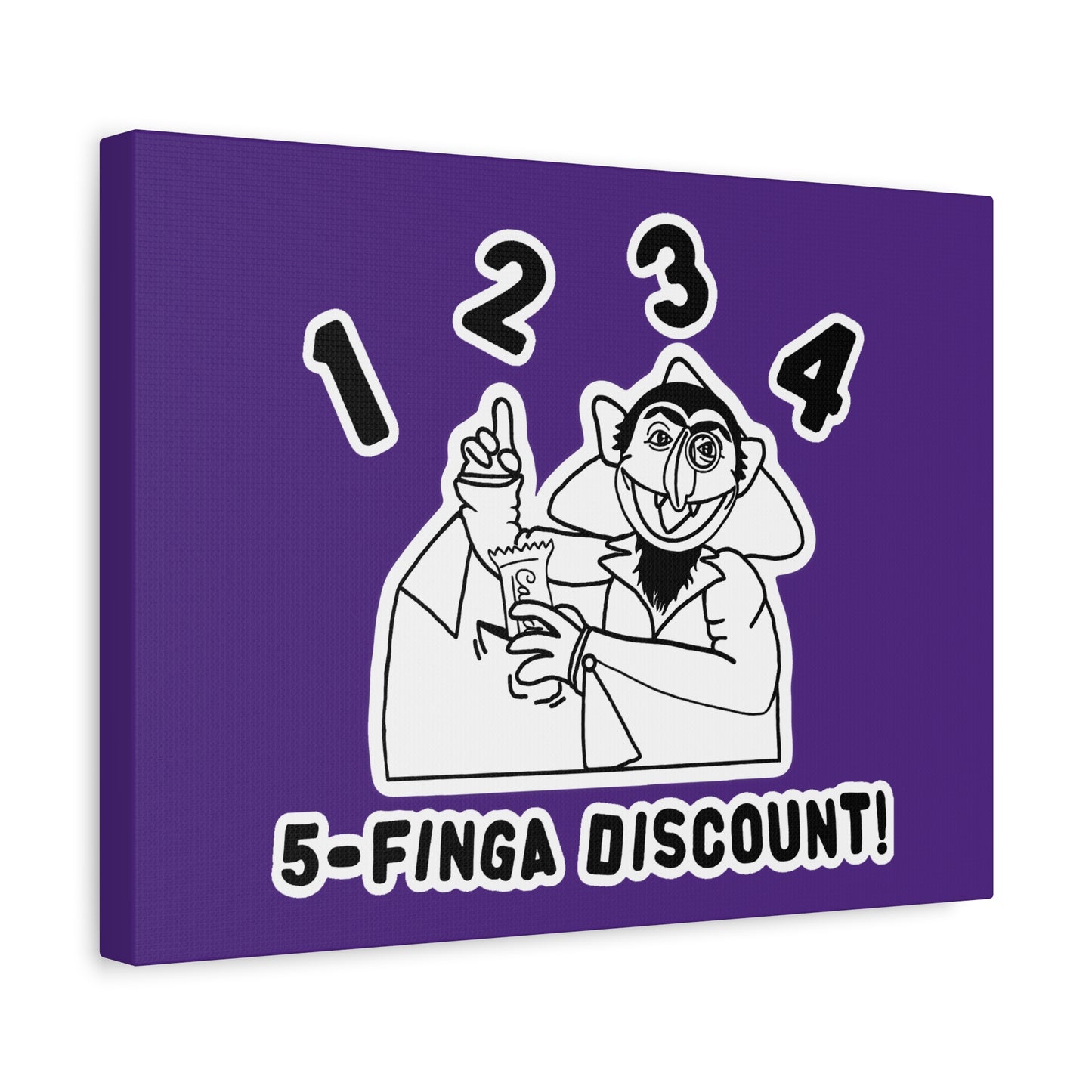Five Finger Discount Outline Canvas Print Purple - Sesame Street The Count Parody Art Print