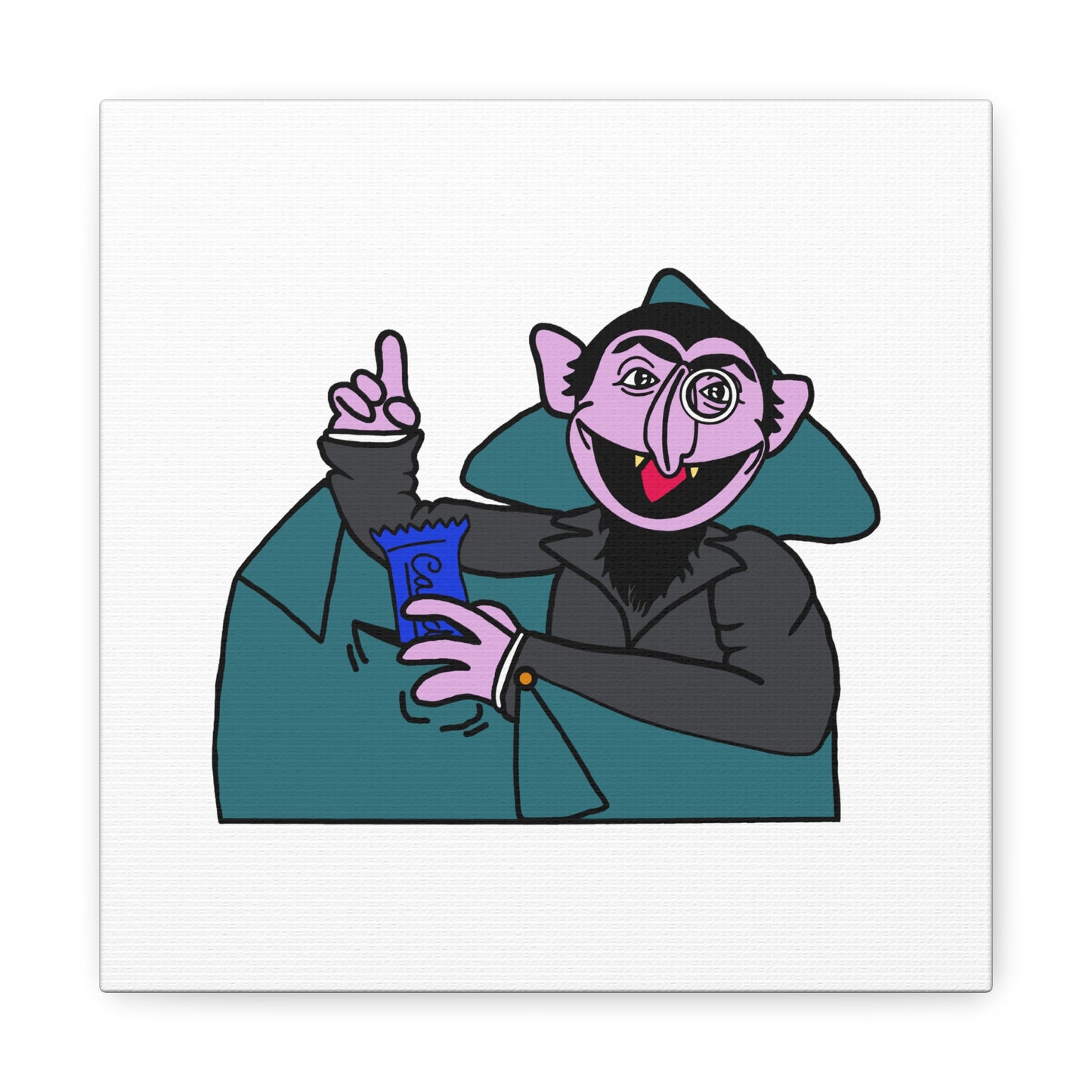 The Count Stealing Candy Canvas Print White - Sesame Street The Count Parody Art