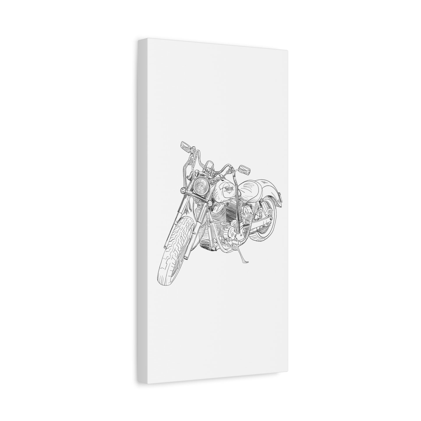 Ride Me Harley Motorcycle Sketch Canvas Print - Black Ink on White Background