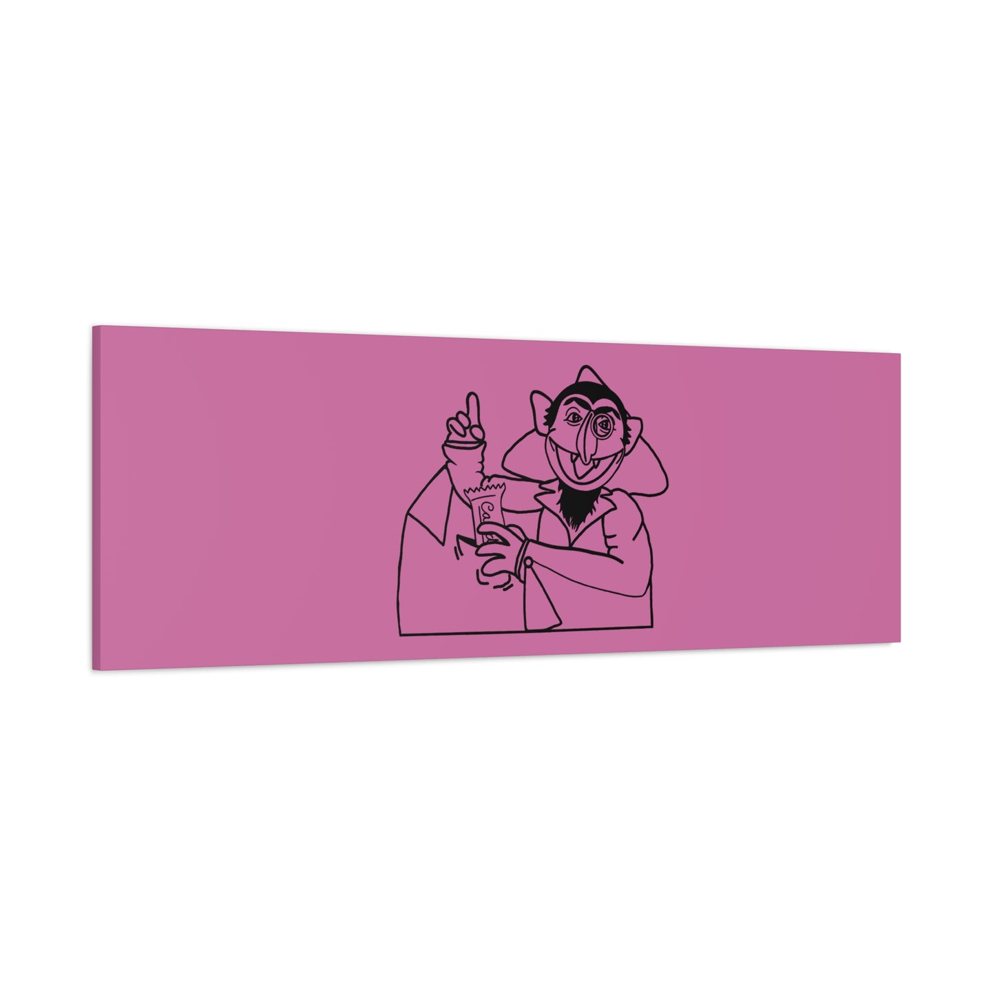 The Count Stealing Candy Outline Canvas Print Light Pink - Sesame Street The Count Parody Art