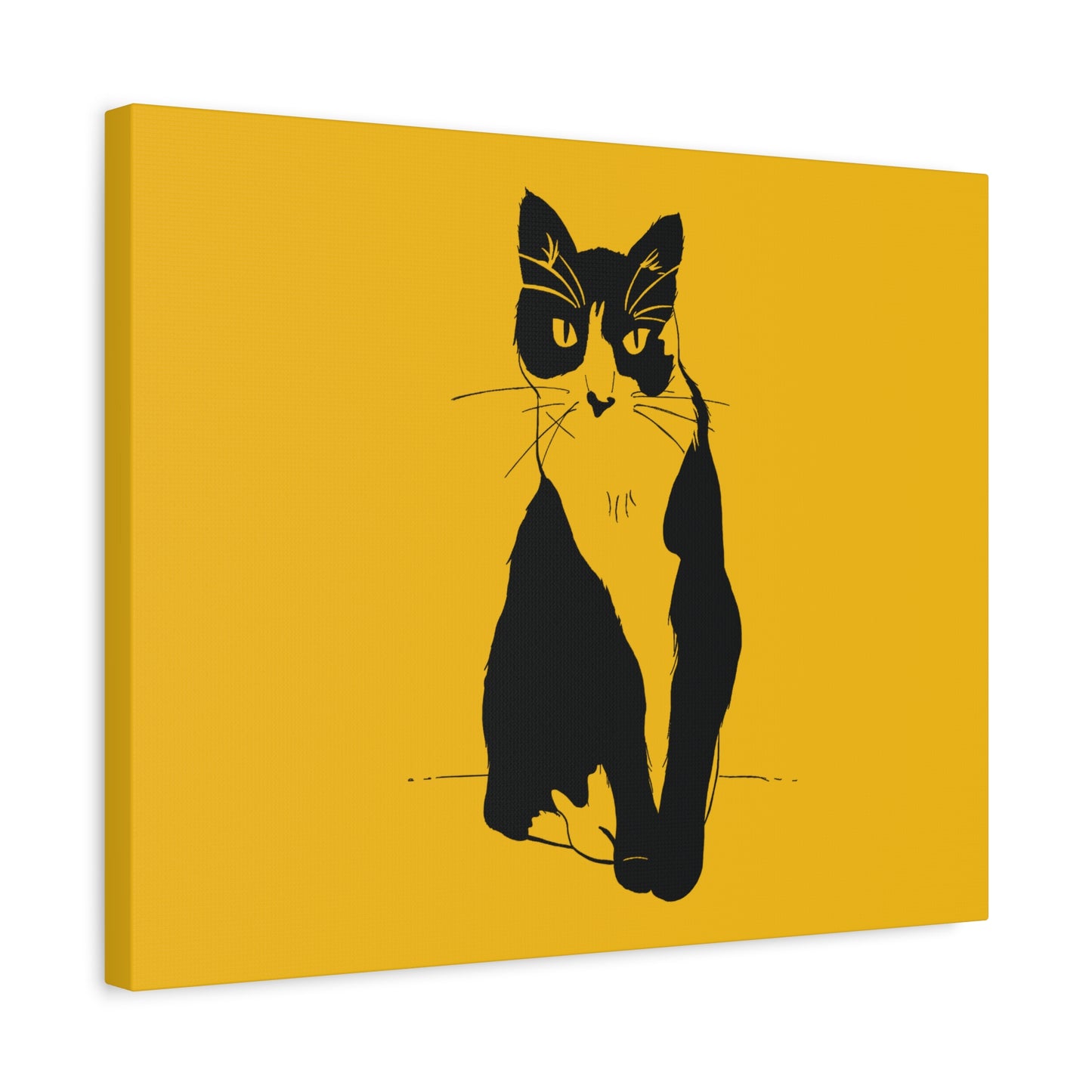 Cat Canvas Print on Yellow (Transparent Style Cat) - Cat Drawing Art
