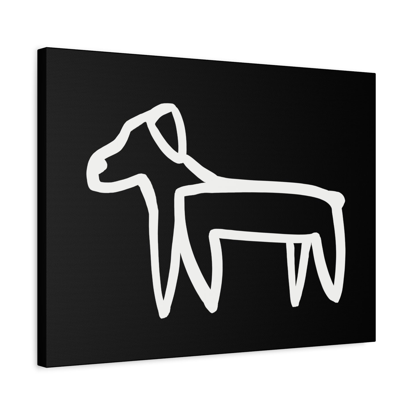 Dog Canvas Print on Black (Transparent Style White Dog) - Dog Art Print