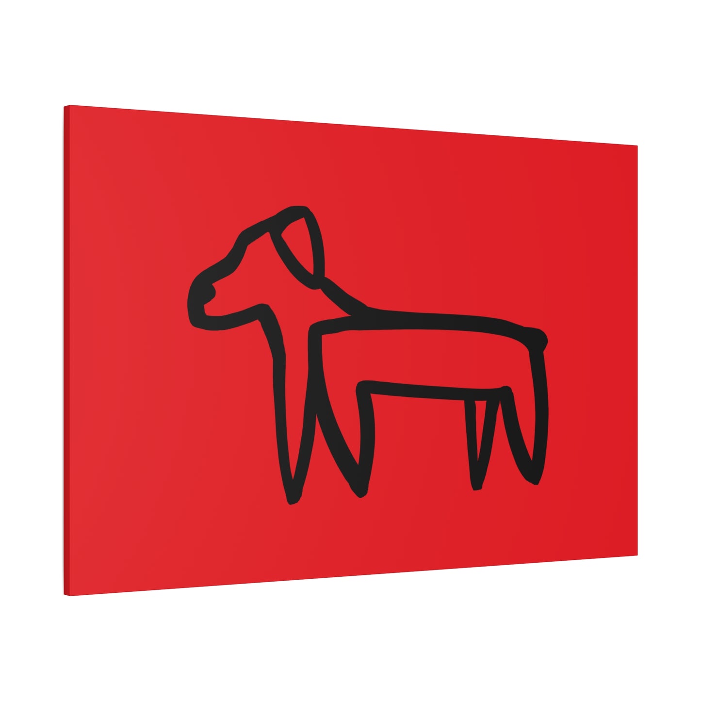 Dog Canvas Print on Red (Transparent Style Black Dog) - Dog Drawing Canvas