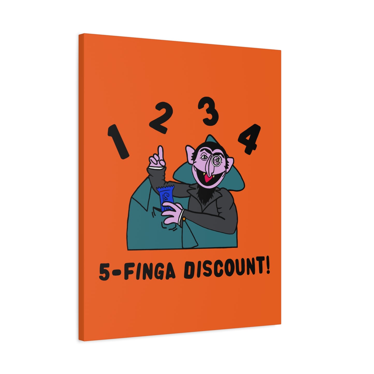 Five Finger Discount Canvas Print Orange - Sesame Street The Count Parody Art Print