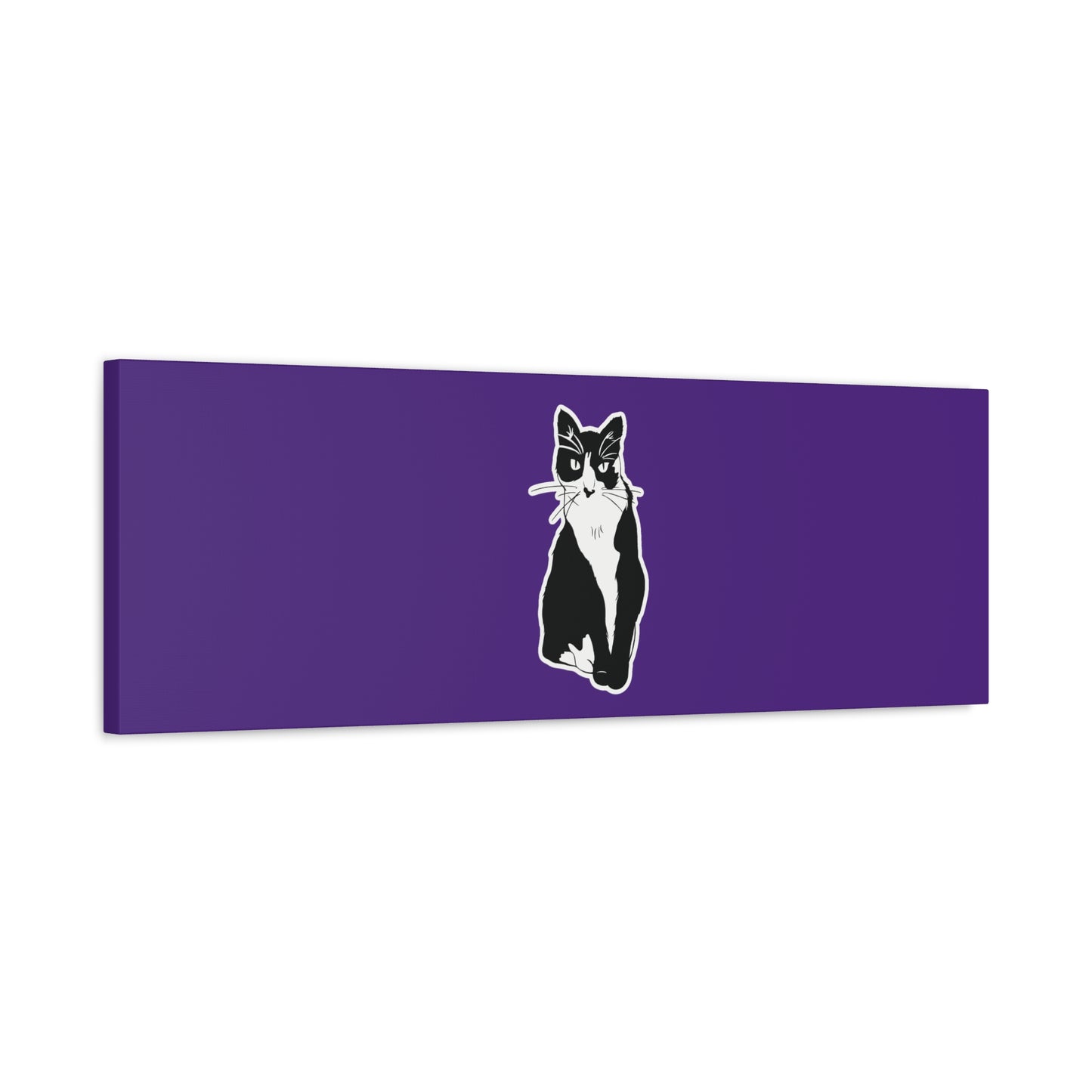 Cat Canvas Print on Purple (Sticker Style Cat) - Cat Drawing Art
