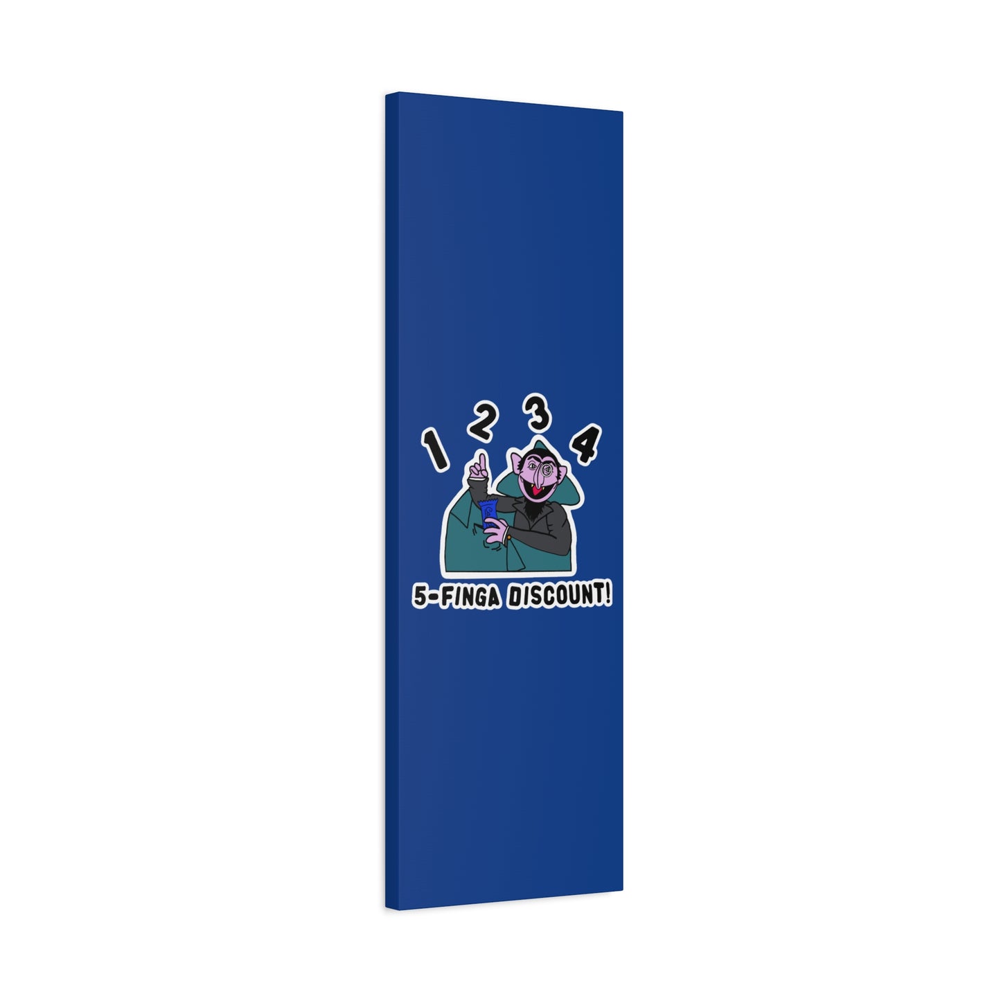 Five Finger Discount Canvas Print Dark Blue - Sesame Street The Count Parody Art Print