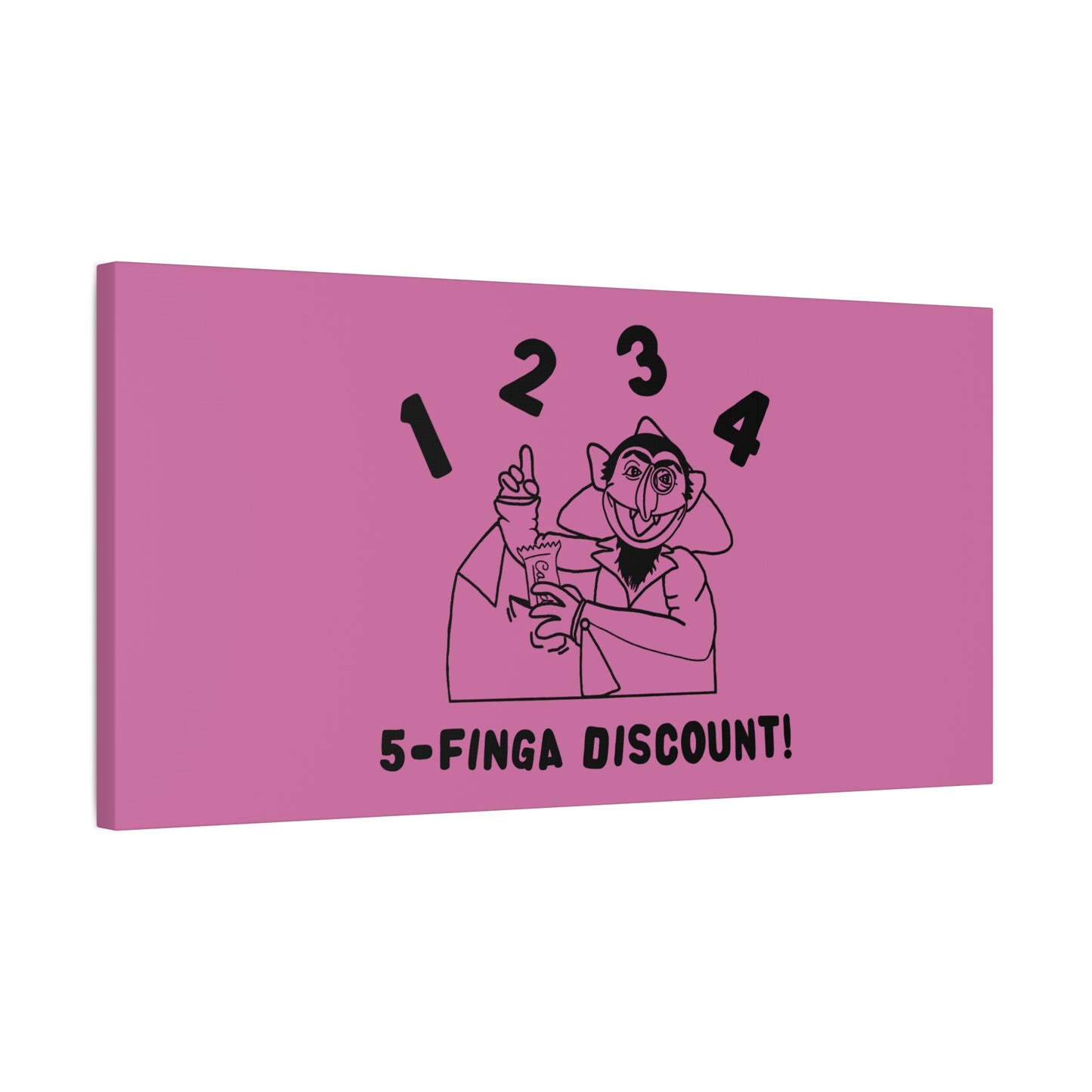 Five Finger Discount Outline Canvas Print Light Pink - Sesame Street The Count Parody Art Print