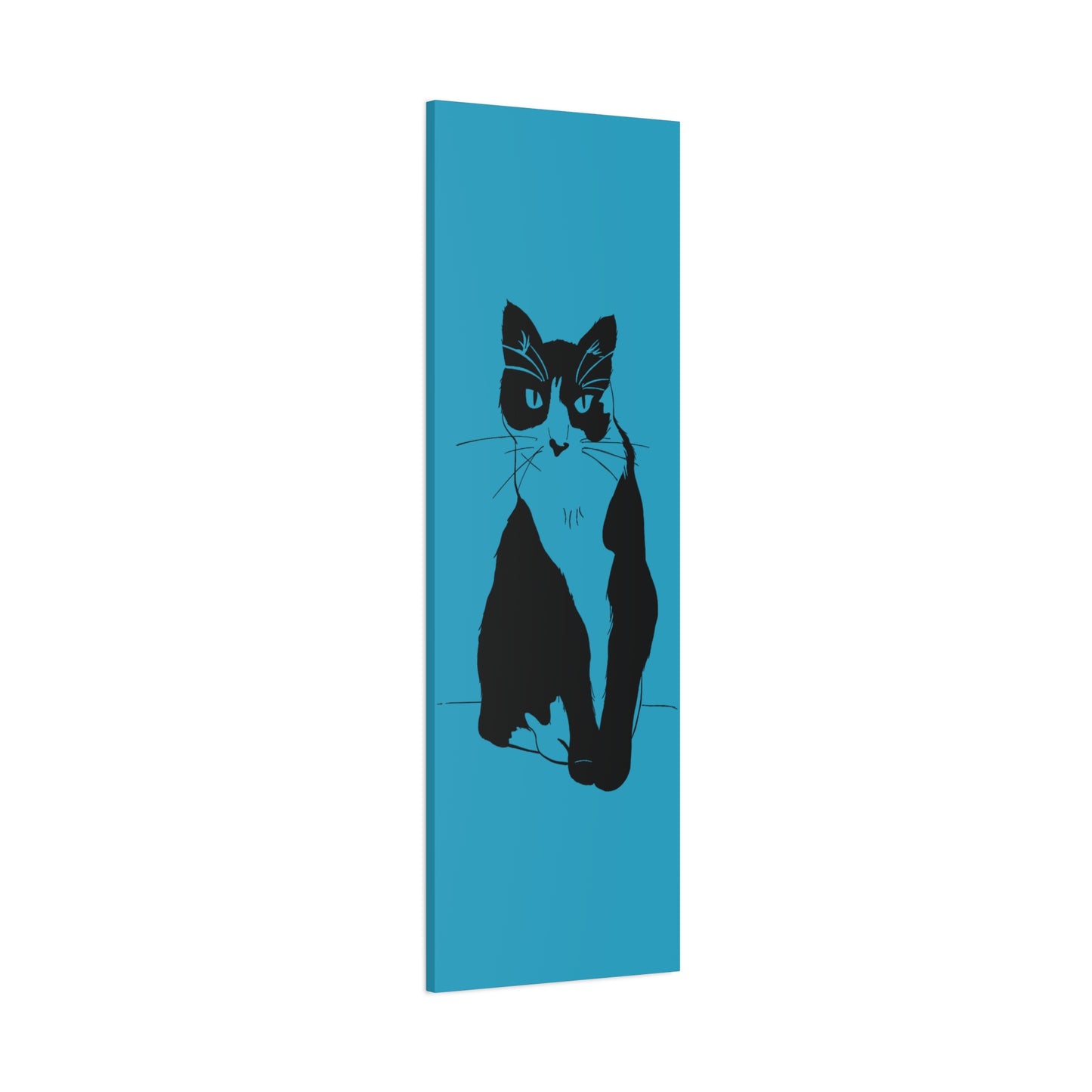 Cat Canvas Print on Turquoise (Transparent Style Cat) - Cat Drawing Art