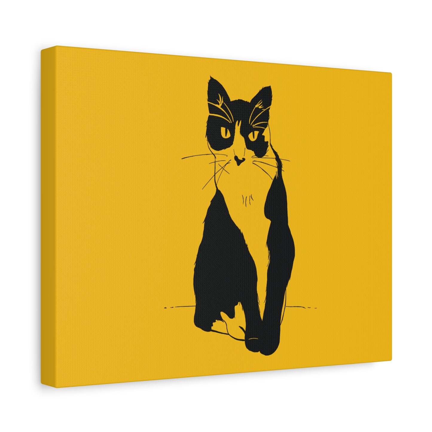 Cat Canvas Print on Yellow (Transparent Style Cat) - Cat Drawing Art