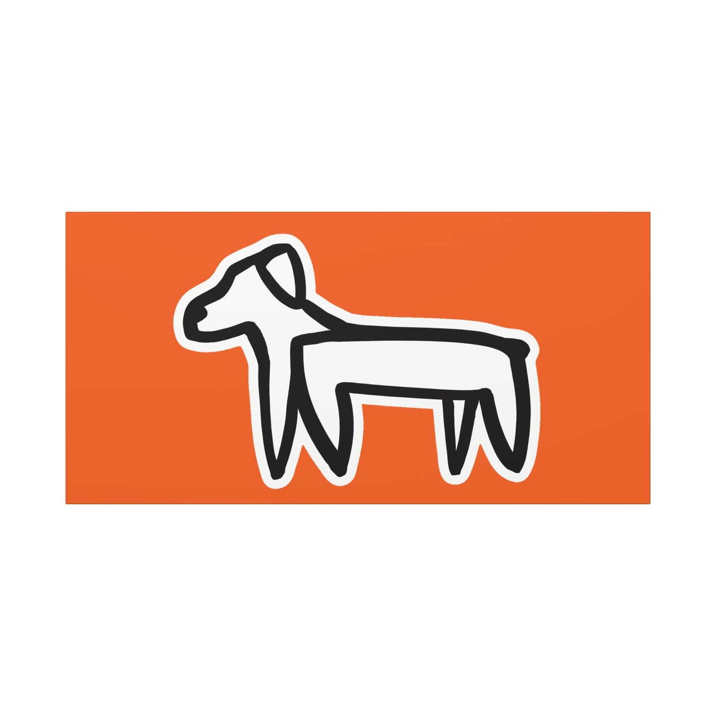 Dog Canvas Print on Orange (Sticker Style White Dog) - Dog Art Print