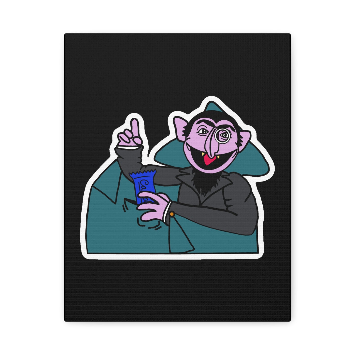 The Count Stealing Candy Canvas Print Black - Sesame Street The Count Parody Art